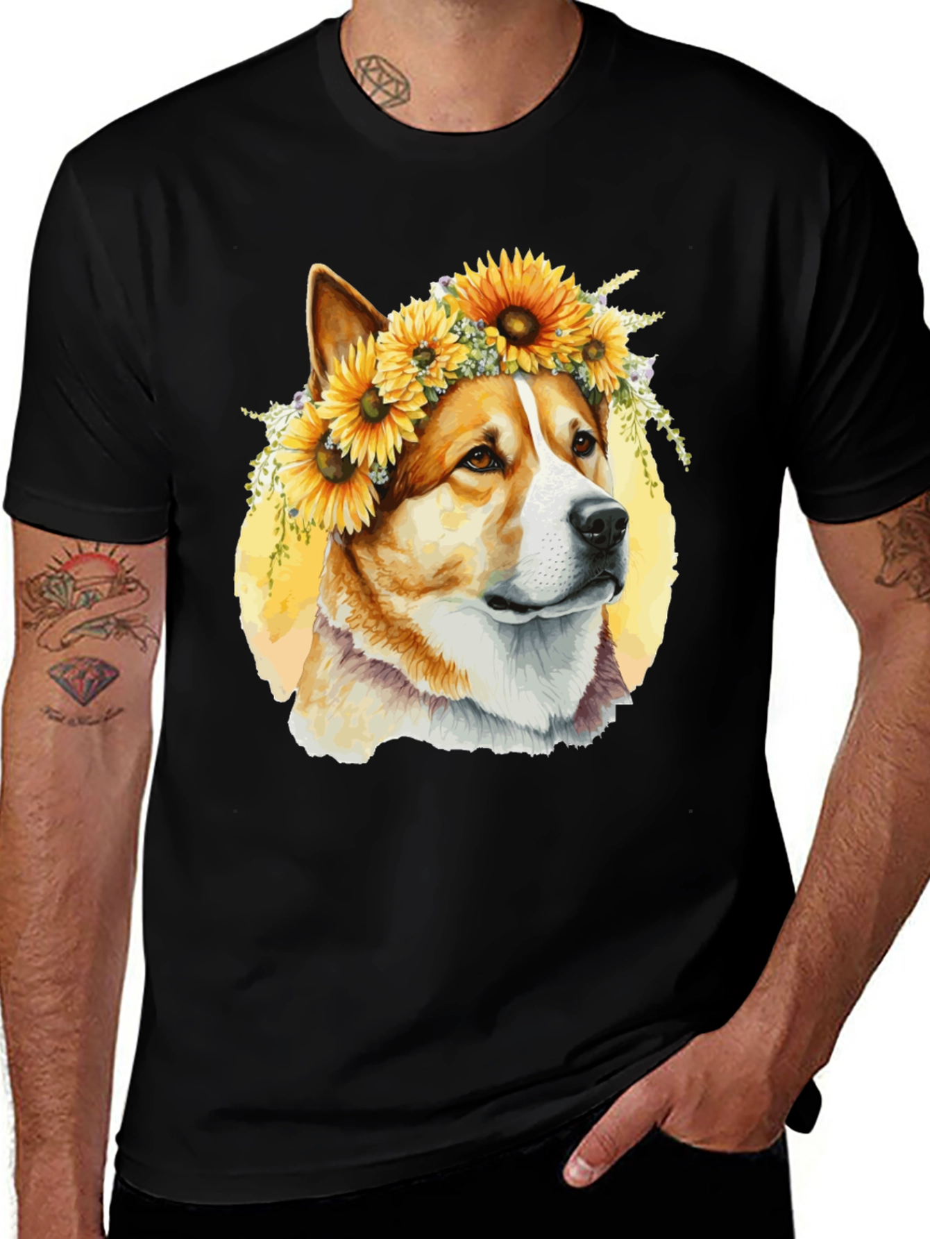 Variant 30 of Dog with Sunflowers T-Shirt