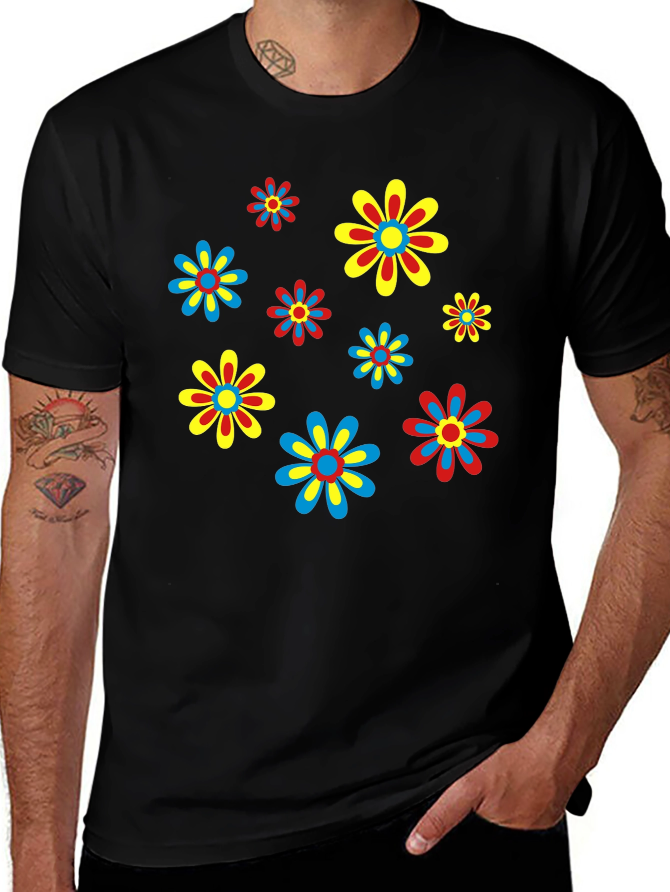 Variant 13 of Retro Flower Power T-Shirt - Funky Floral Design