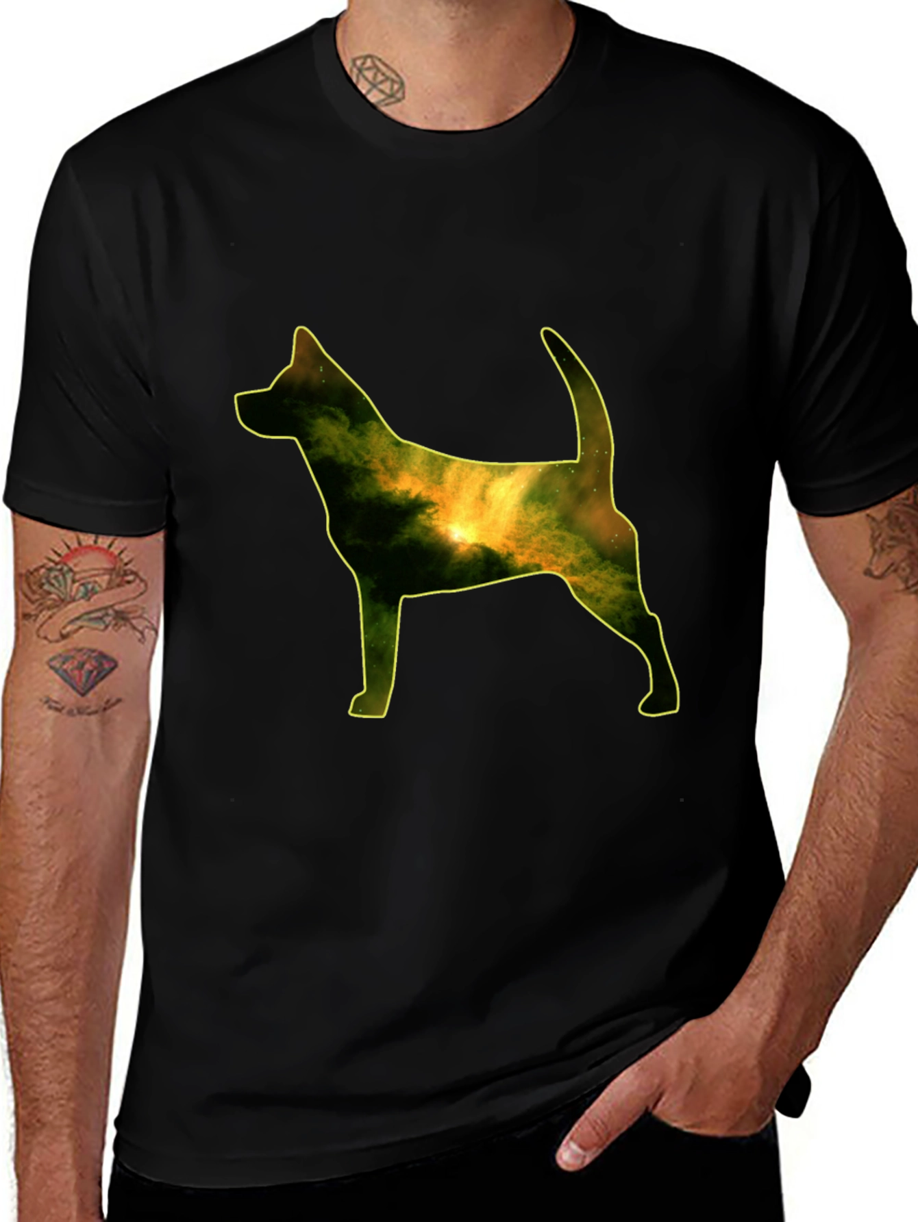 Variant 12 of Galaxy Dog Silhouette Black Tee