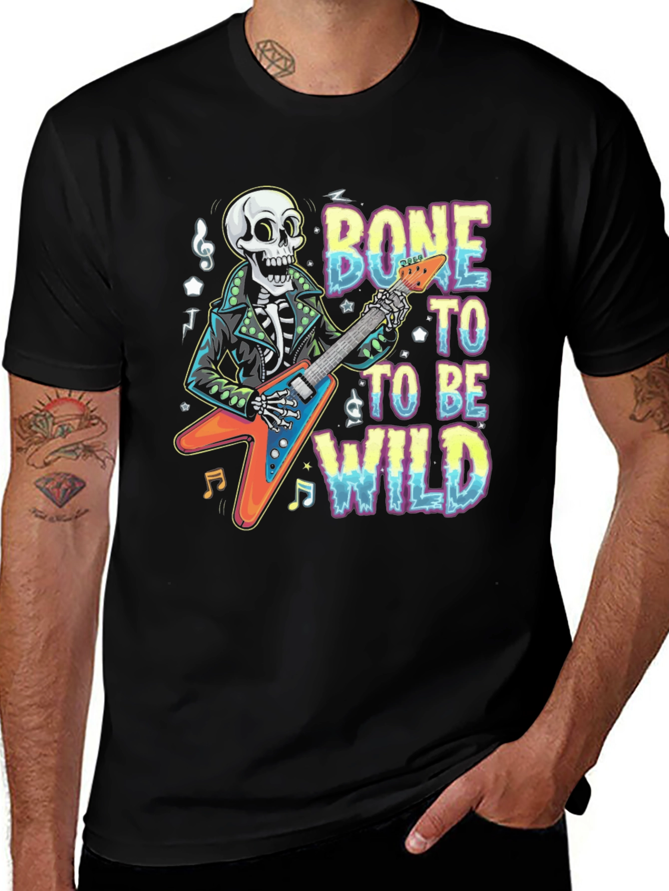 Variant 8 of Bone To Be Wild Skeleton Guitar T-Shirt