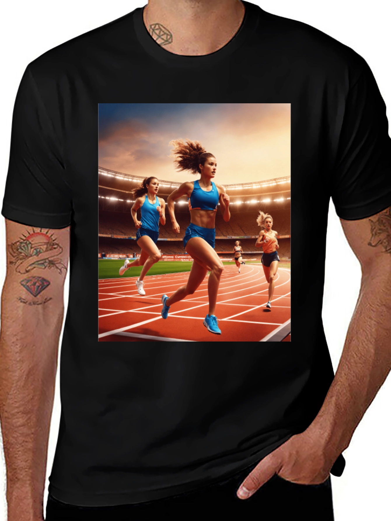 Athletic Runners Graphic Tee - Black Unisex T-Shirt