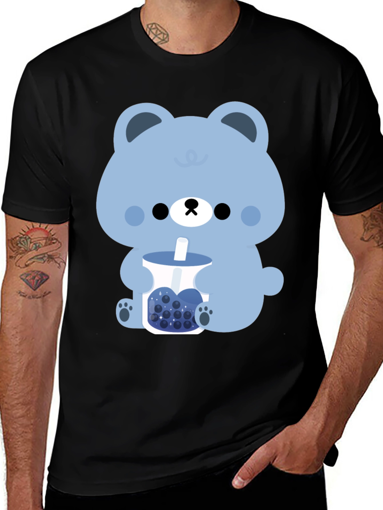 Variant 24 of Cute Bear Boba Tea Graphic T-Shirt