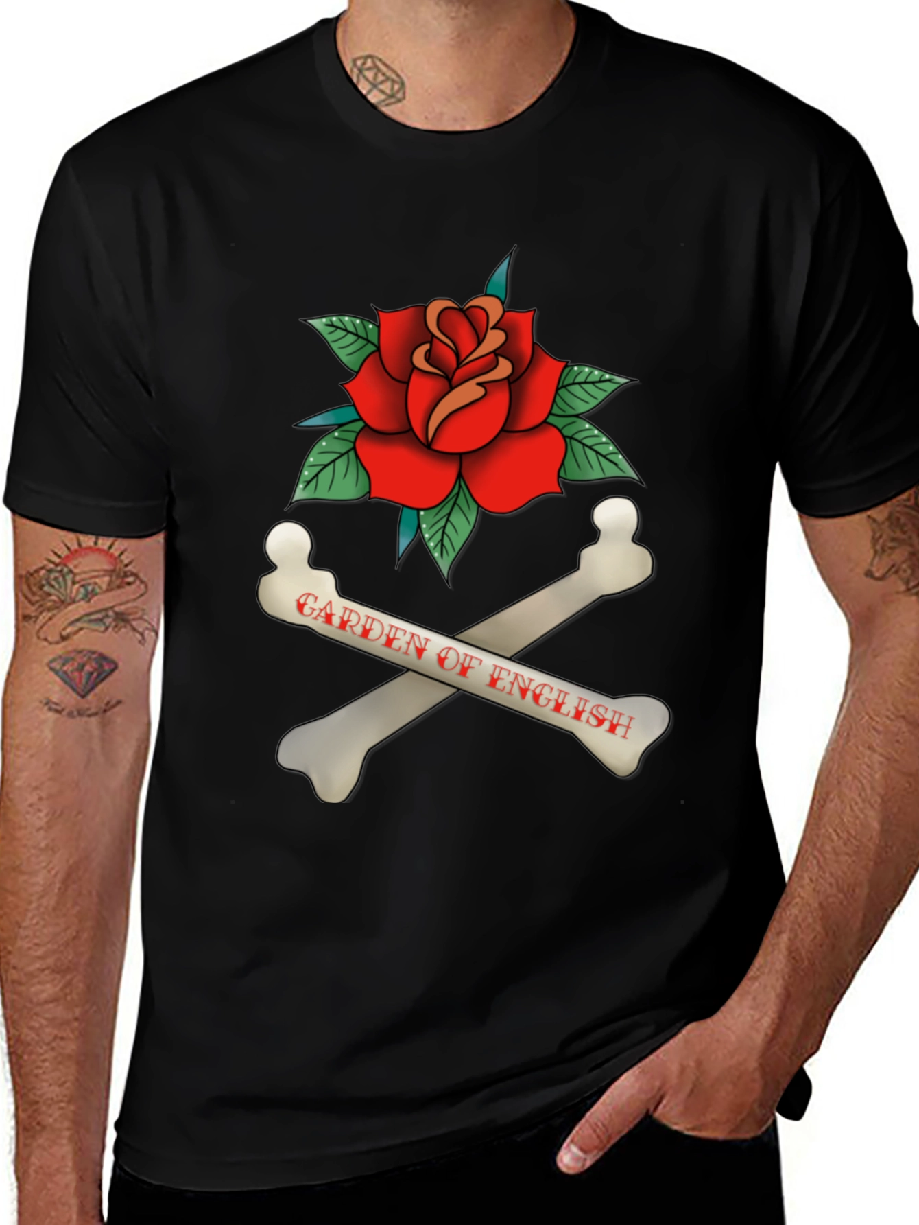 Variant 25 of Garden of English Rose & Crossbones T-Shirt