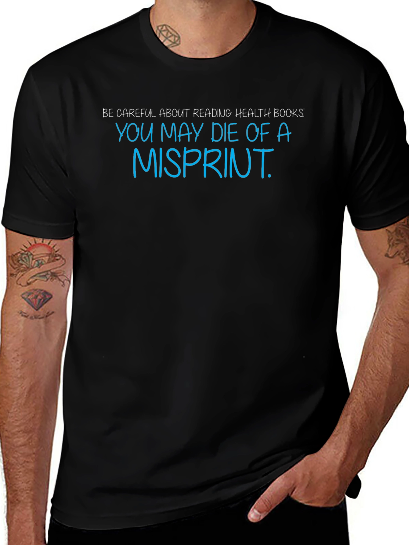 Misprint Humor T-Shirt - Health Book Warning