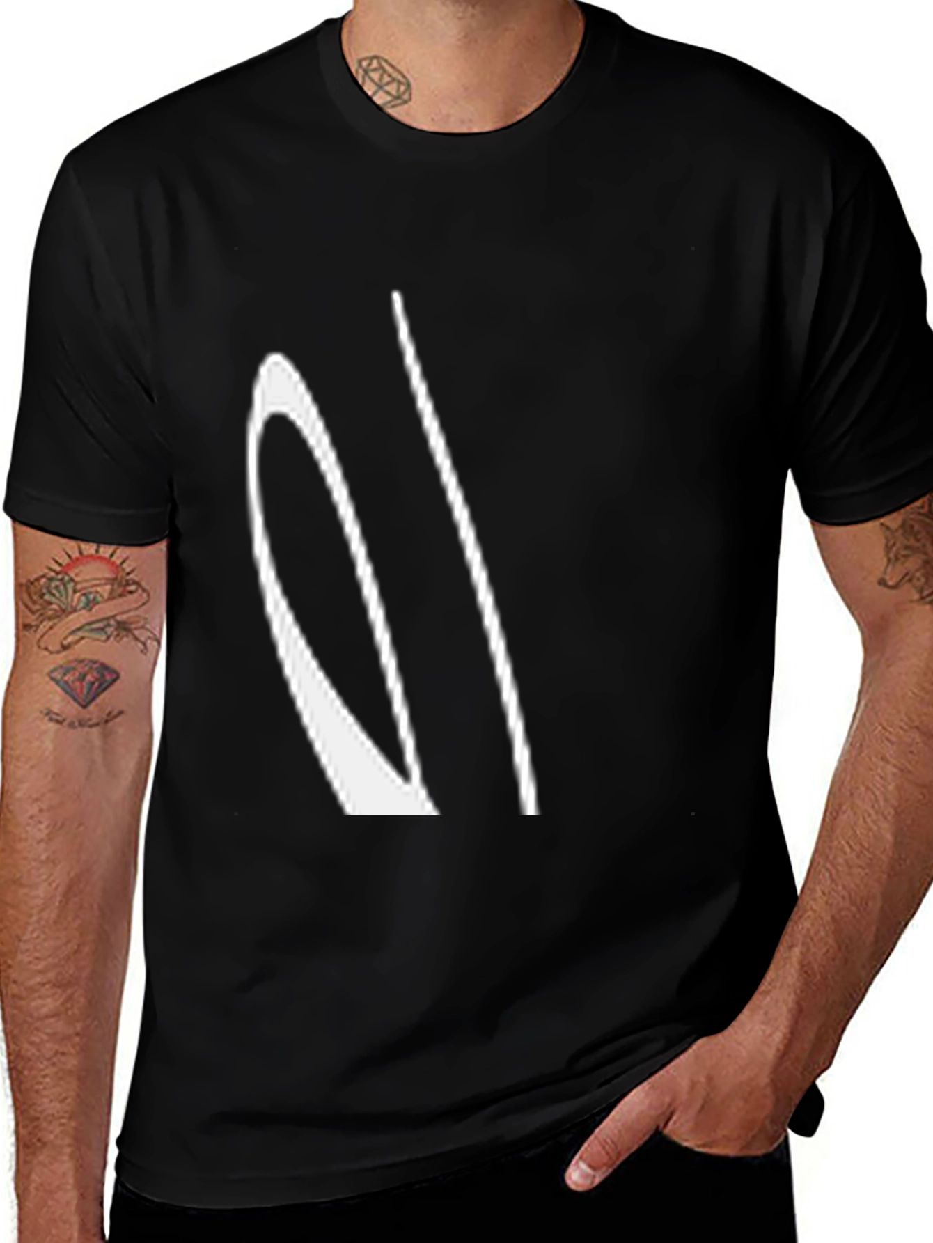 Variant 20 of Abstract White Design Black T-Shirt