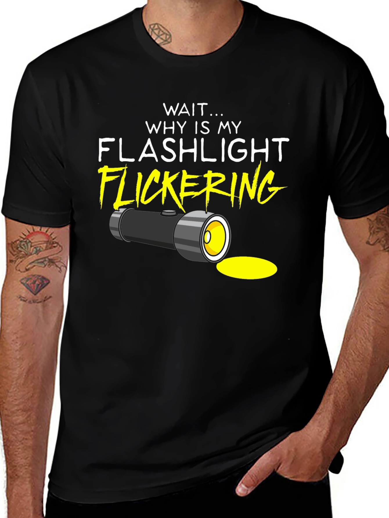 Variant 4 of Funny Flashlight Flickering T-Shirt