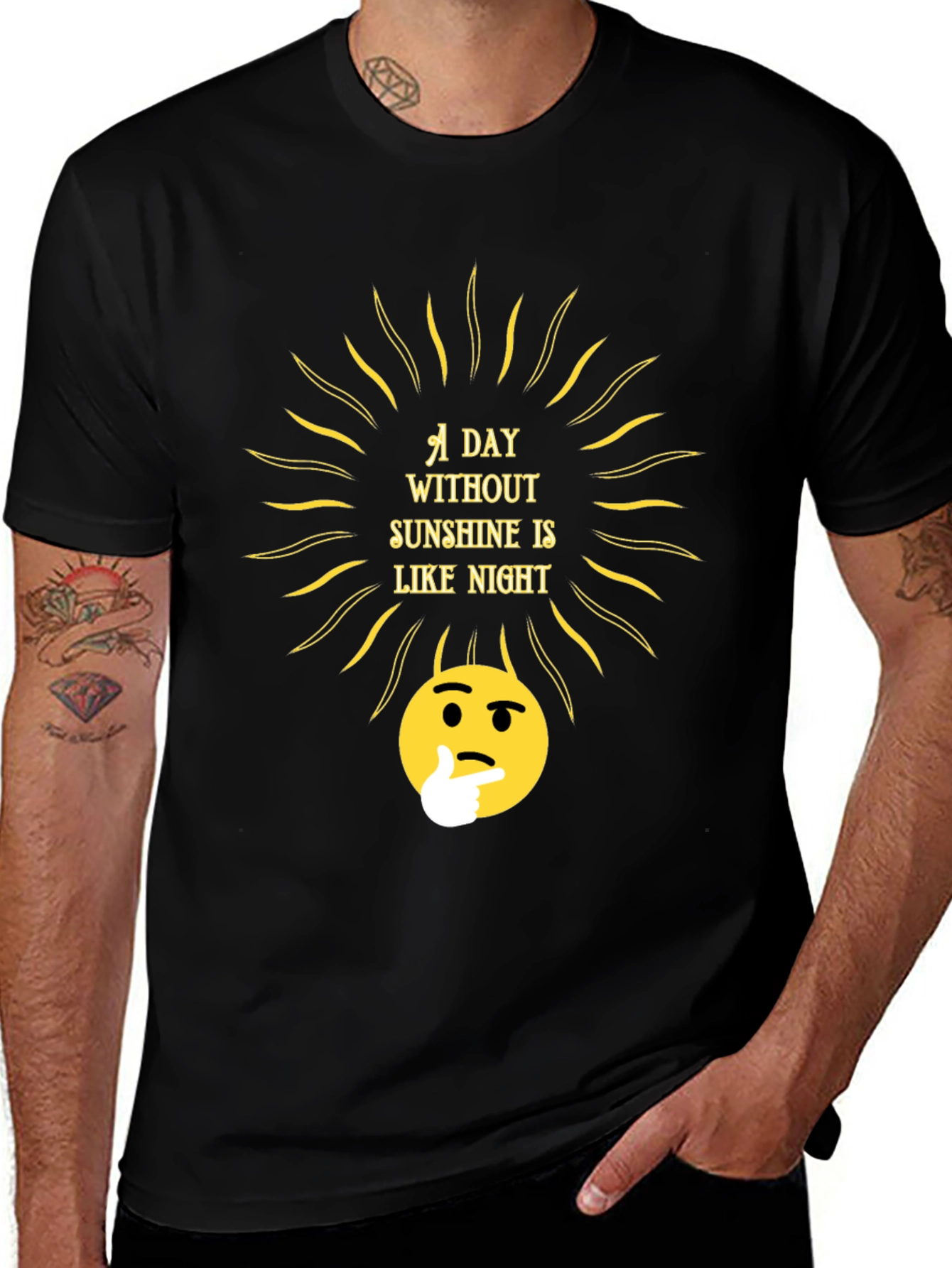 Variant 3 of Sunshine Thought T-Shirt - Black Crew Neck