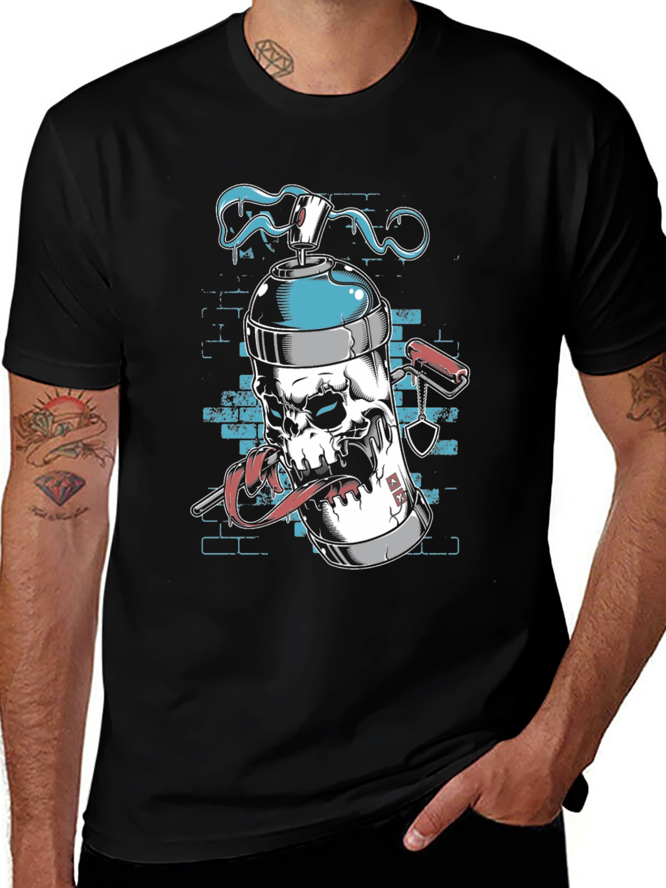 Variant 24 of Spray Can Skull Graphic Tee - Cool Edgy Design