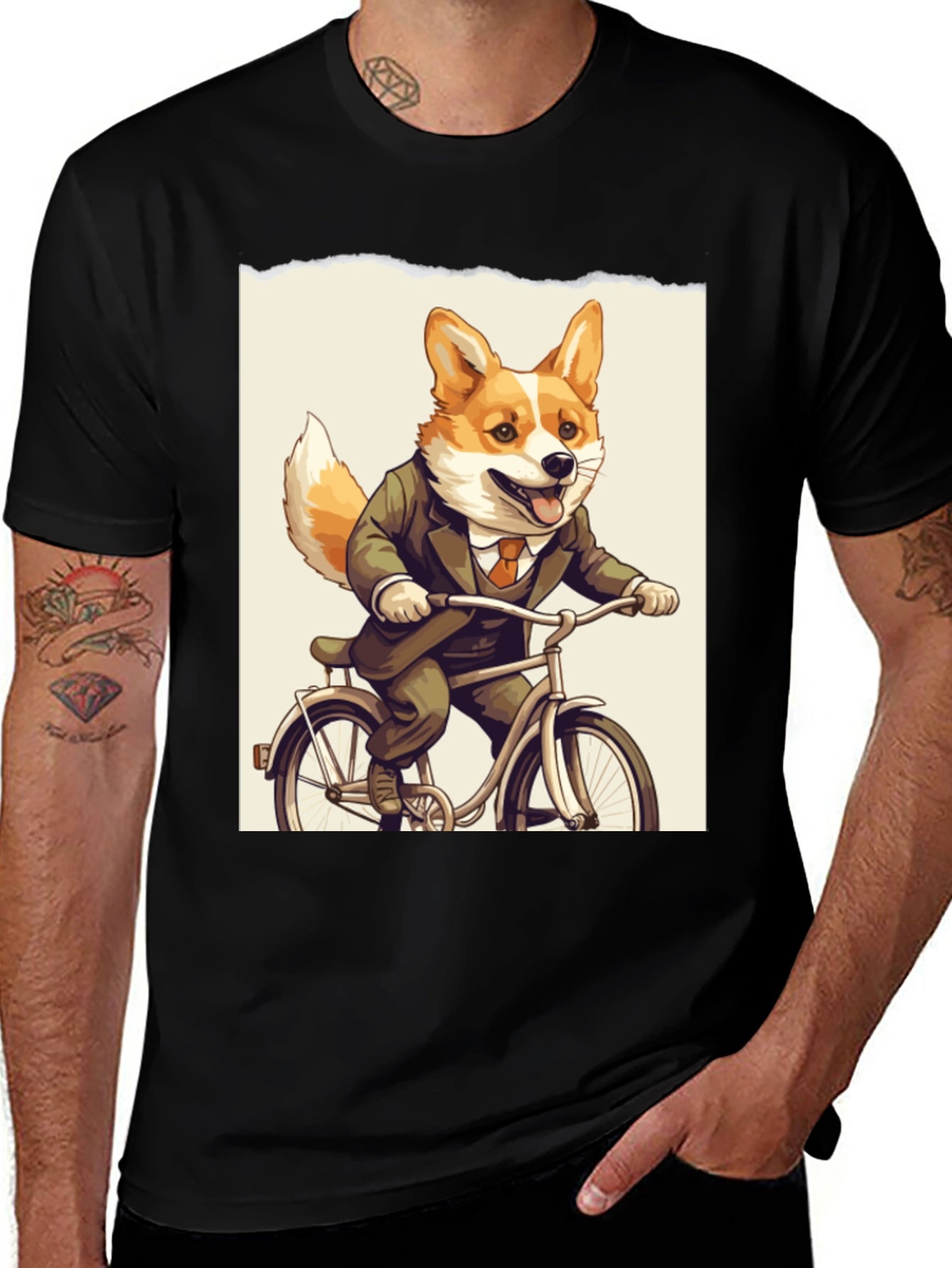 Corgi Business T-Shirt - Dog on Bike