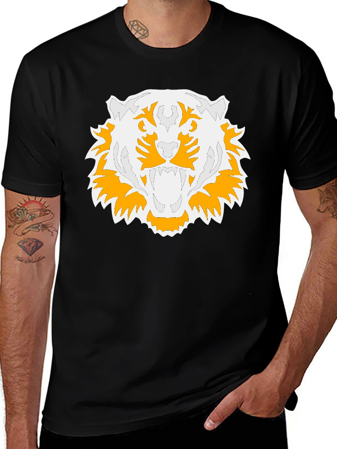 Tiger Graphic Print Black T-Shirt
