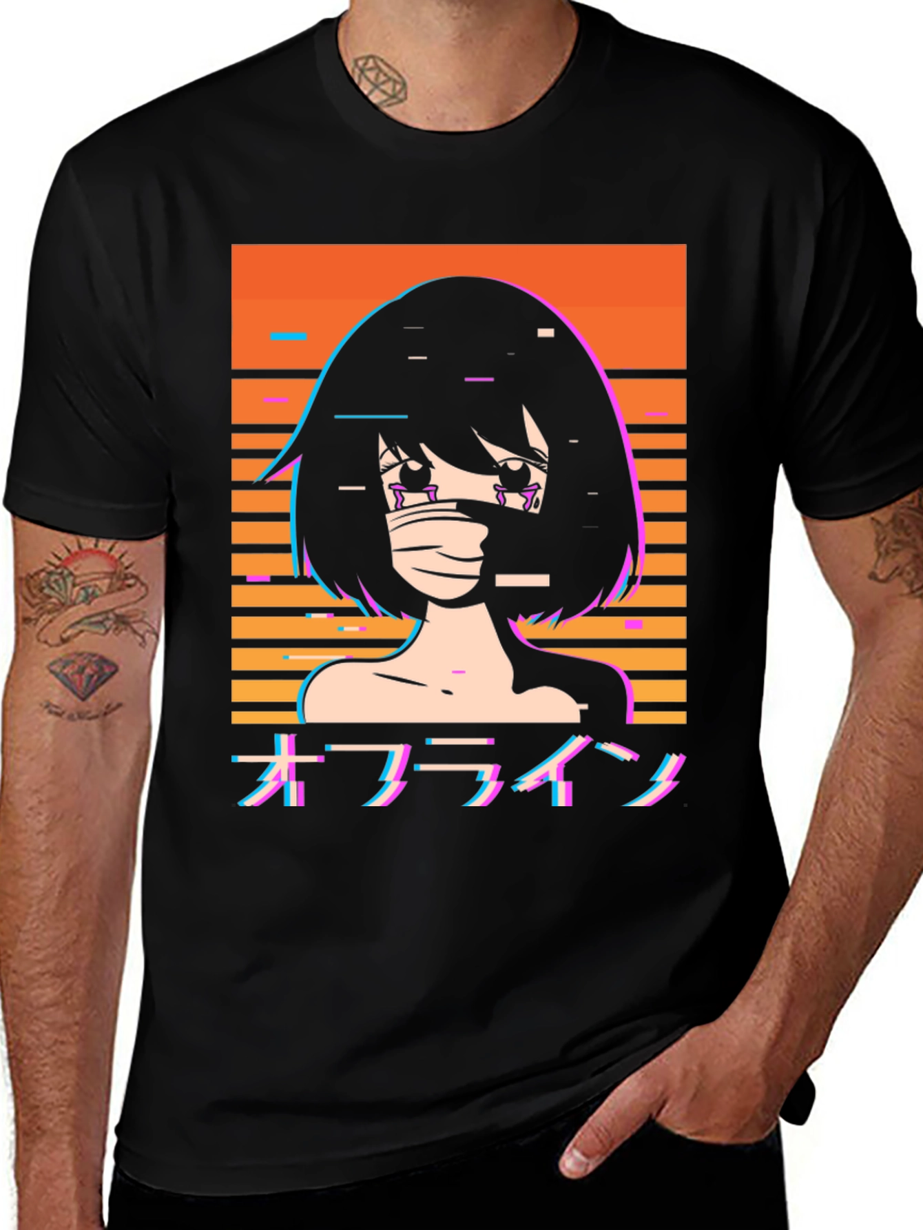 Variant 7 of Offline Anime Girl T-Shirt - Vaporwave Aesthetic Tee