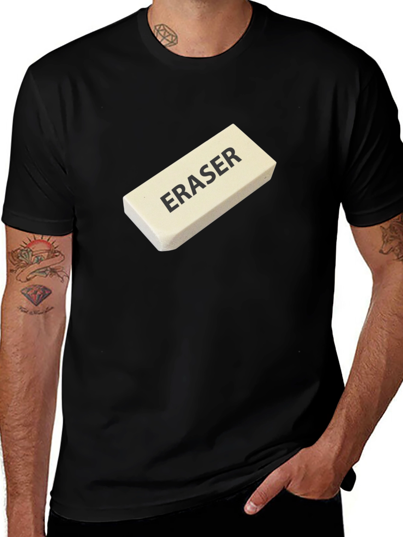 Eraser Graphic Tee - Black Cotton T-Shirt