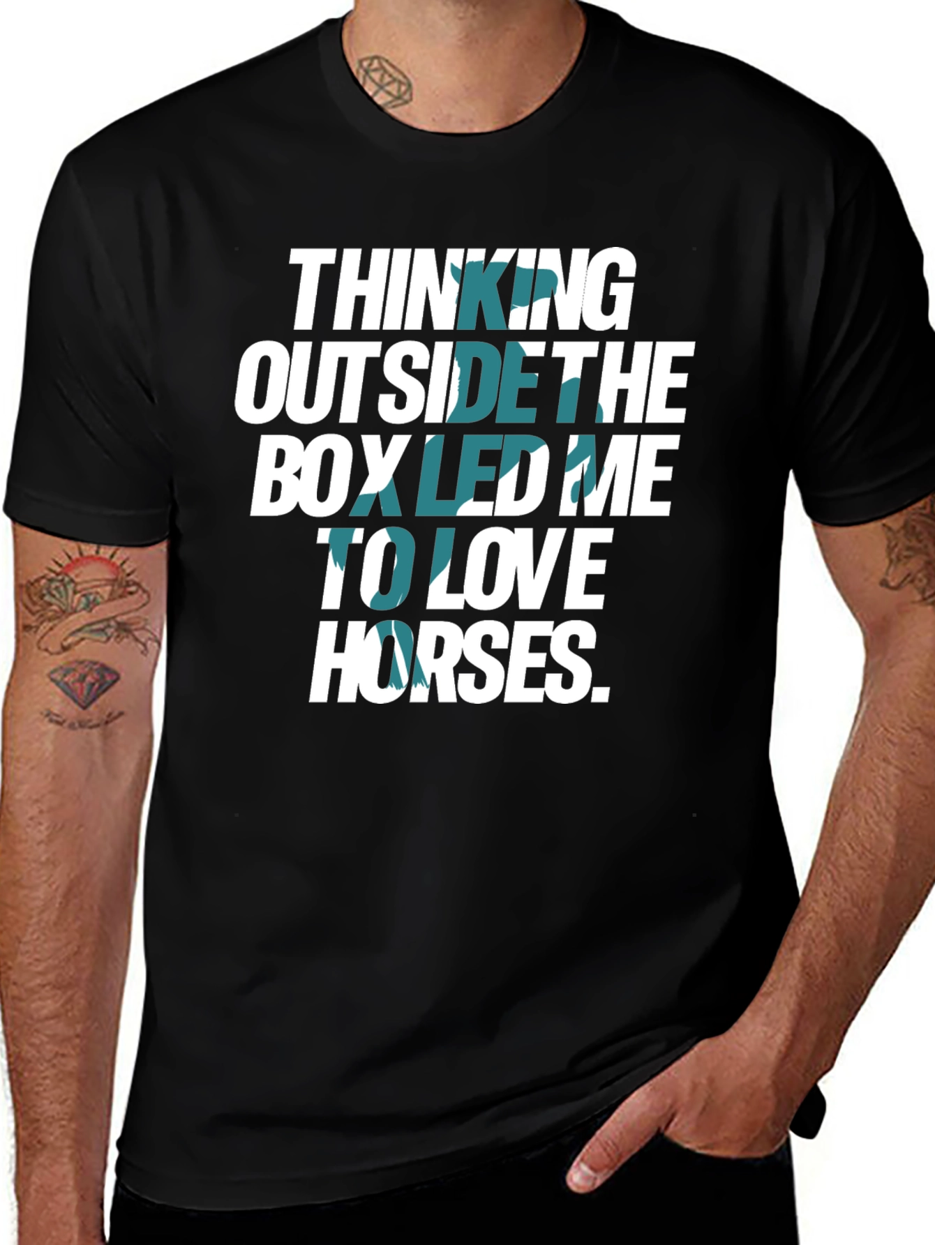 Variant 17 of Thinking Outside The Box Horses Graphic T-Shirt