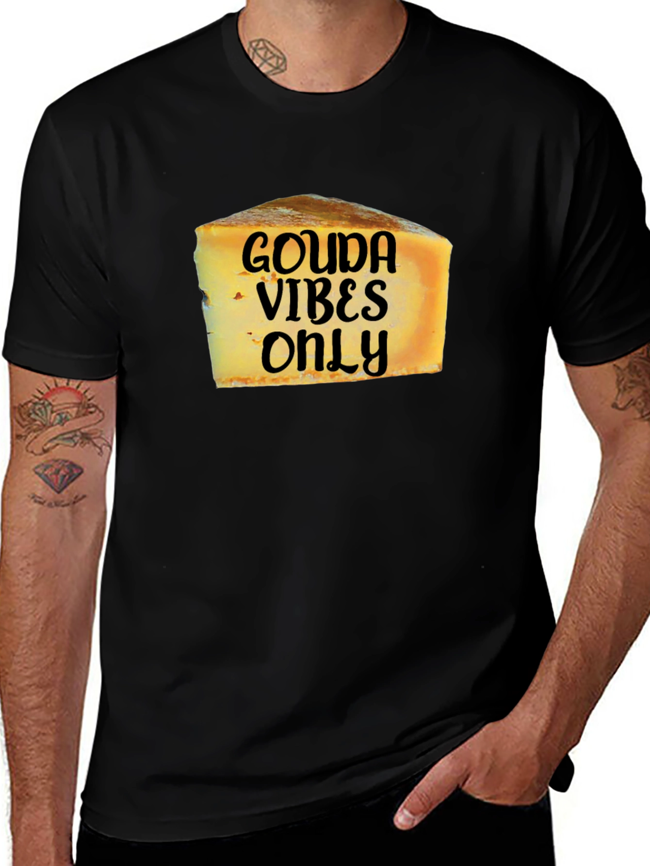 Variant 12 of Gouda Vibes Only Black Graphic Tee