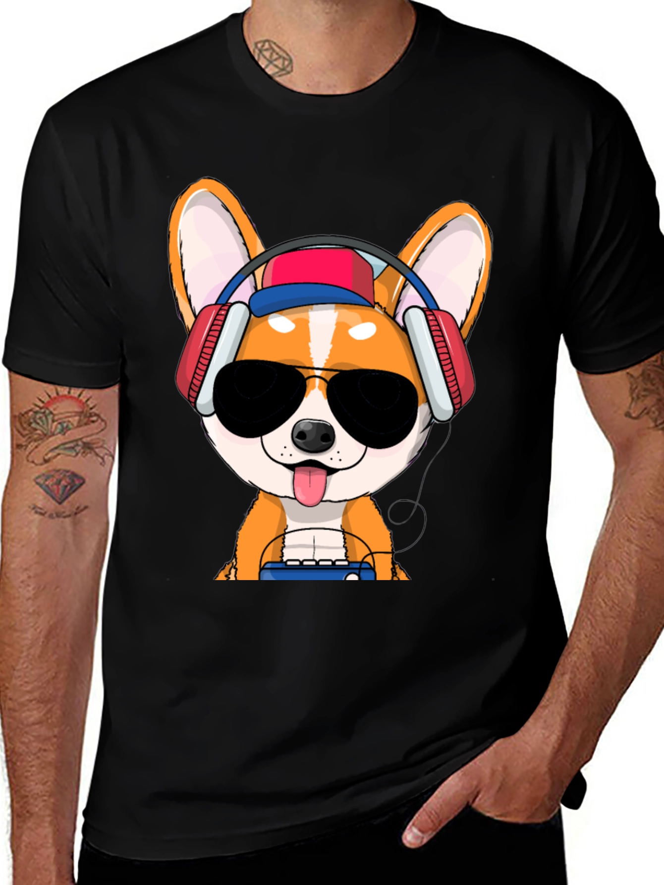 Variant 14 of Gamer Corgi T-Shirt - Cute Dog with Headphones