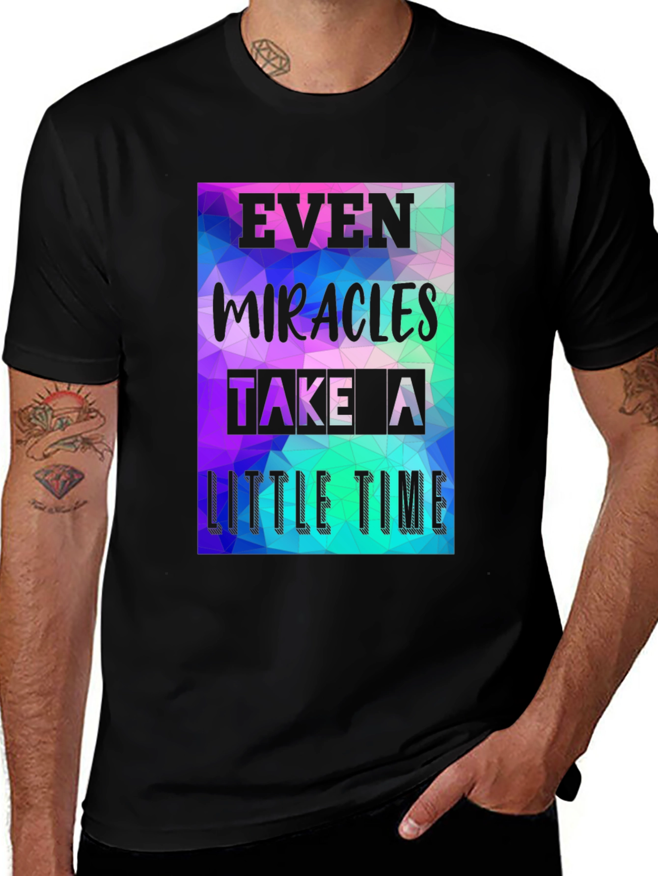 Variant 27 of Miracles Take Time Graphic Tee - Casual Cotton T-Shirt