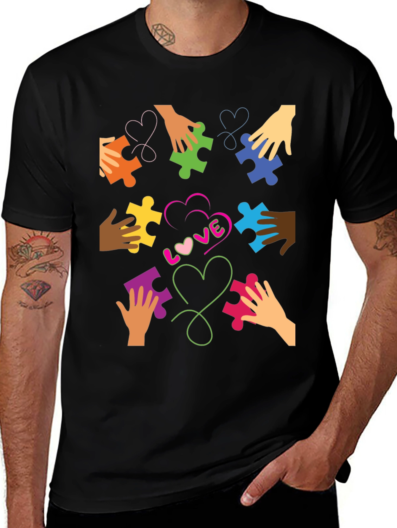 Autism Awareness Puzzle Piece Heart Love T-Shirt