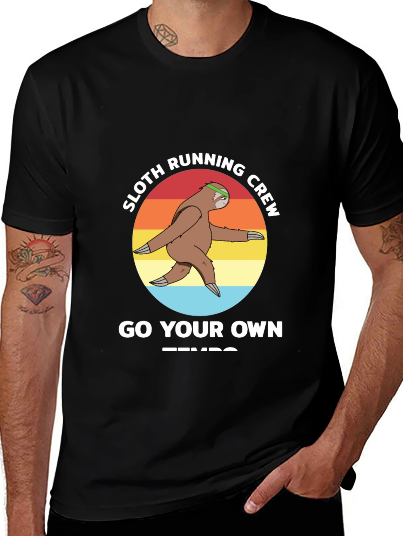 Variant 8 of Sloth Running Crew T-Shirt - Go Your Own Tempo