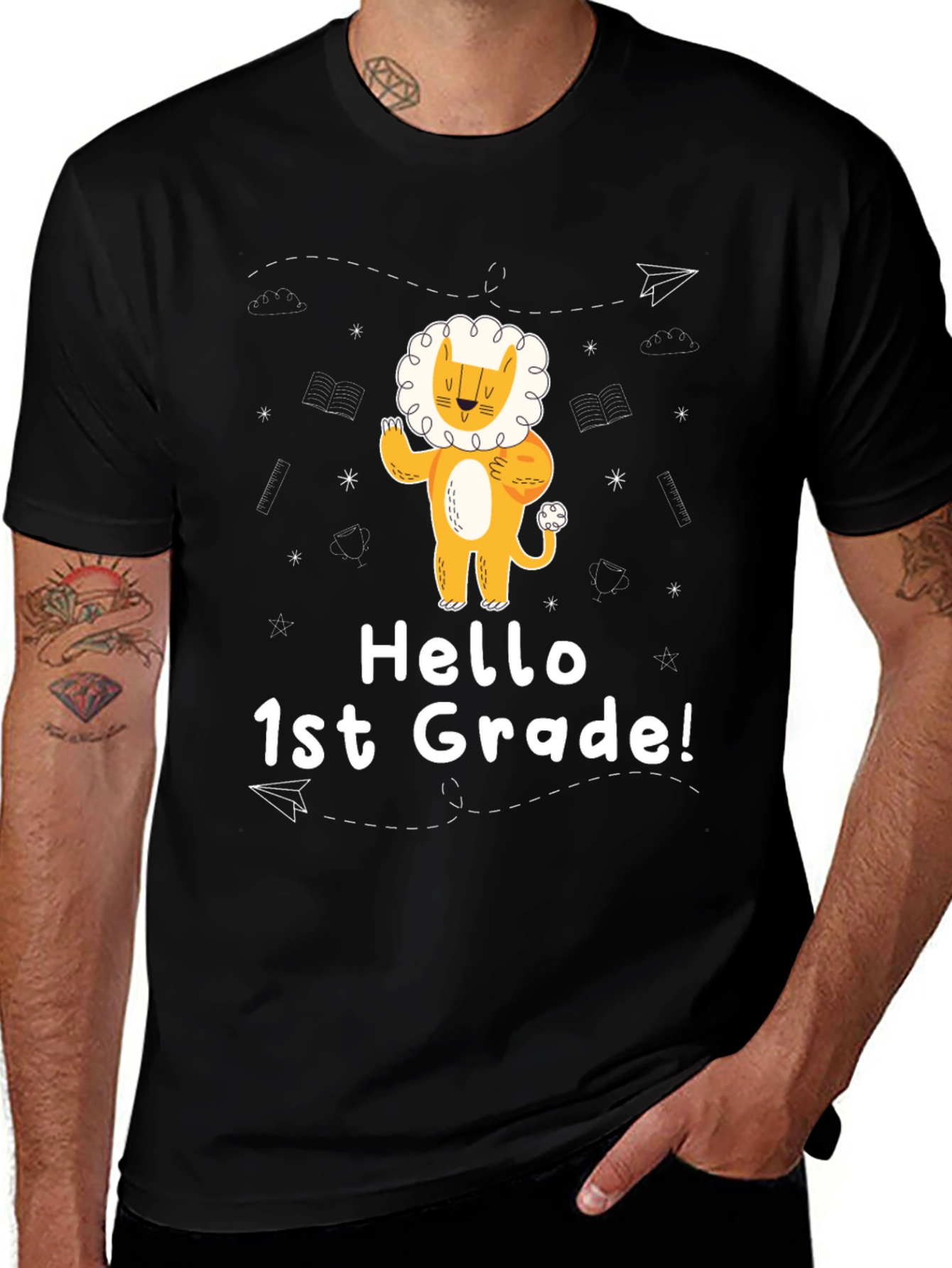 Hello 1st Grade Lion Graphic Tee