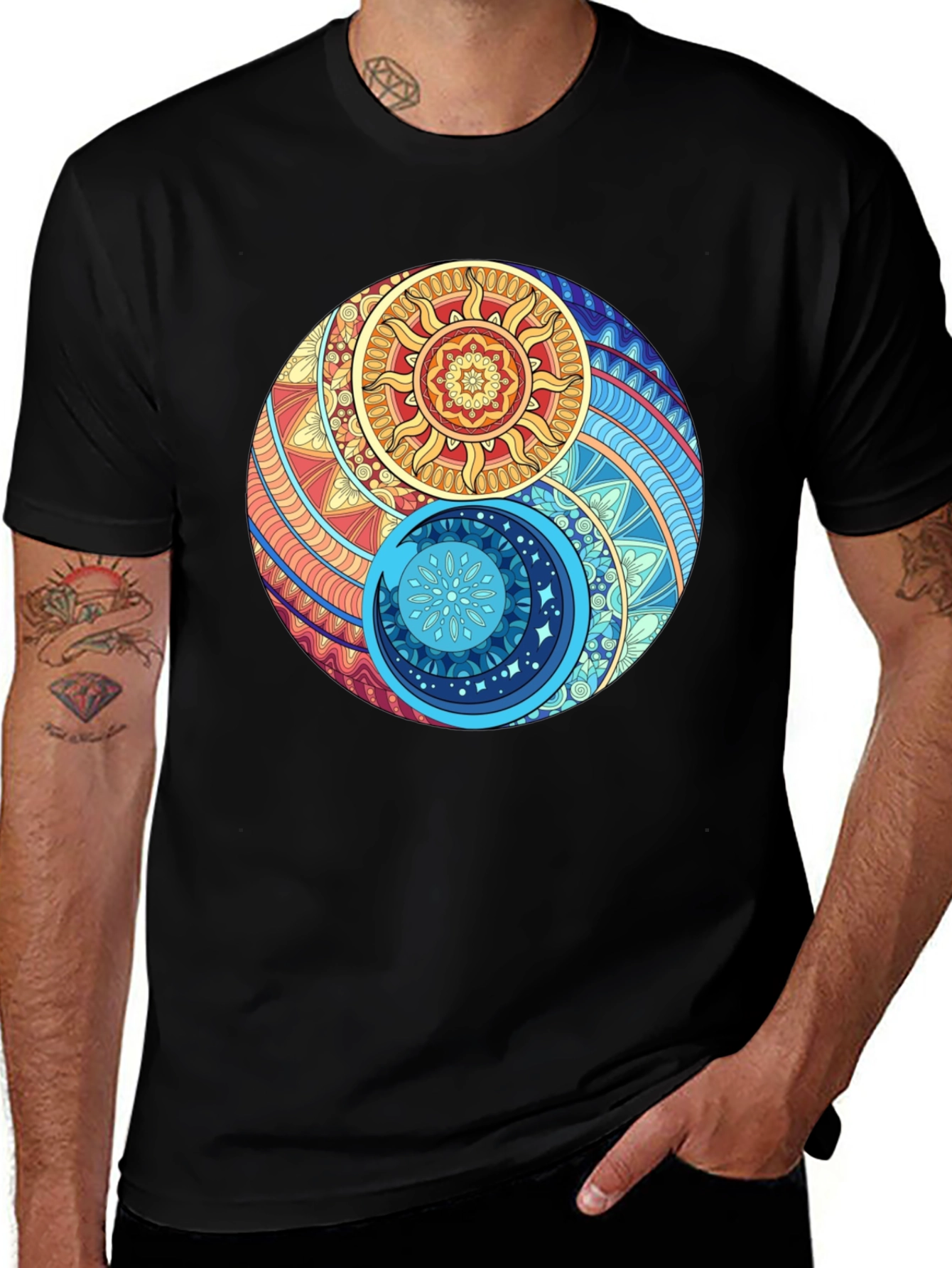 Yin Yang Sun and Moon Graphic T-Shirt