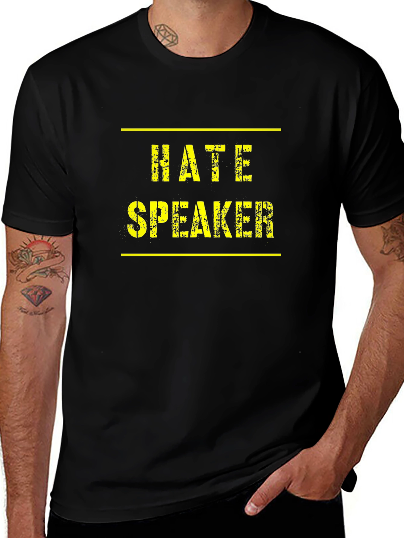 Variant 8 of Hate Speaker Graphic Tee - Men's Black T-Shirt