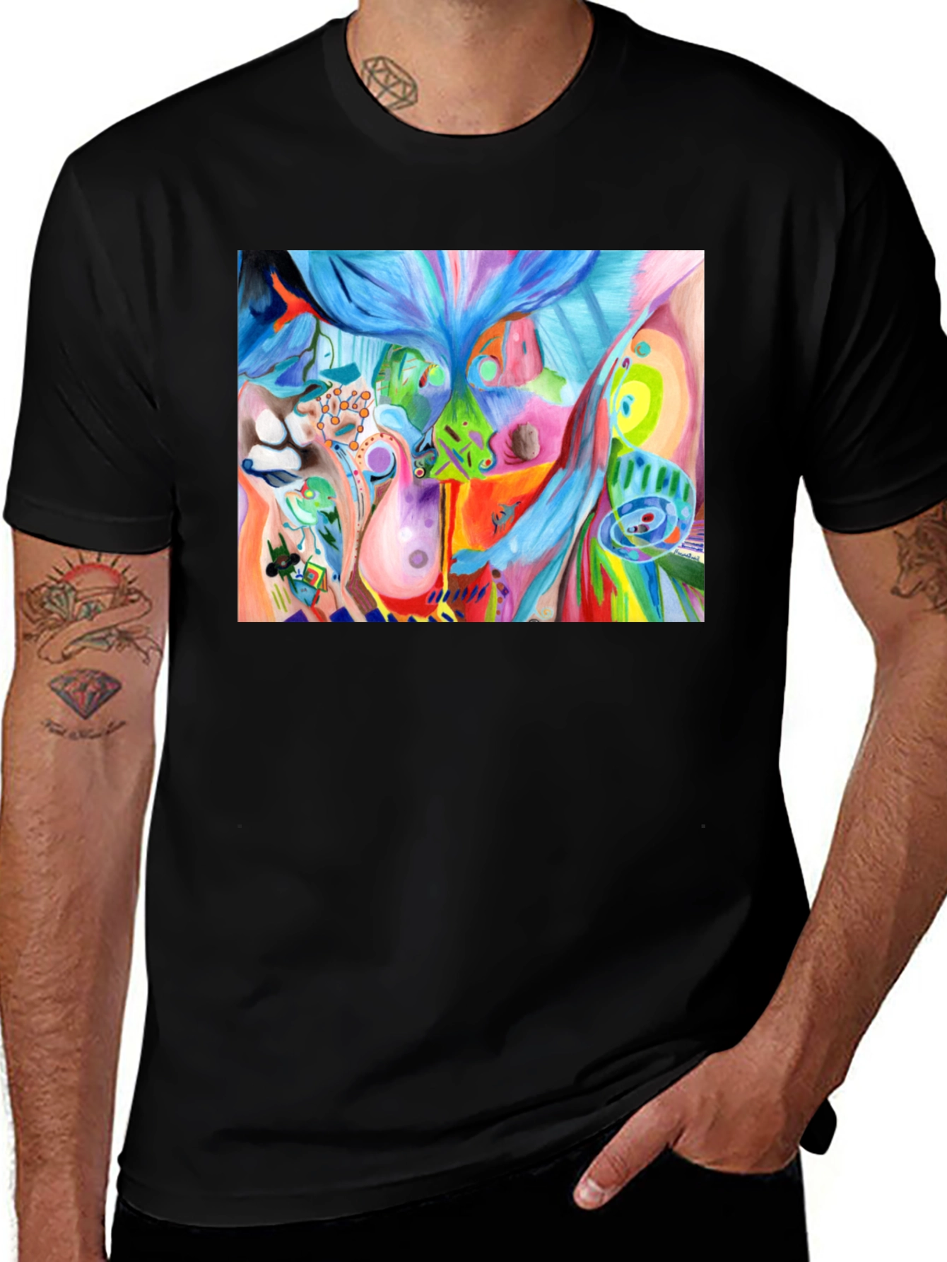 Variant 19 of Abstract Art Graphic Tee - Unisex Black T-Shirt