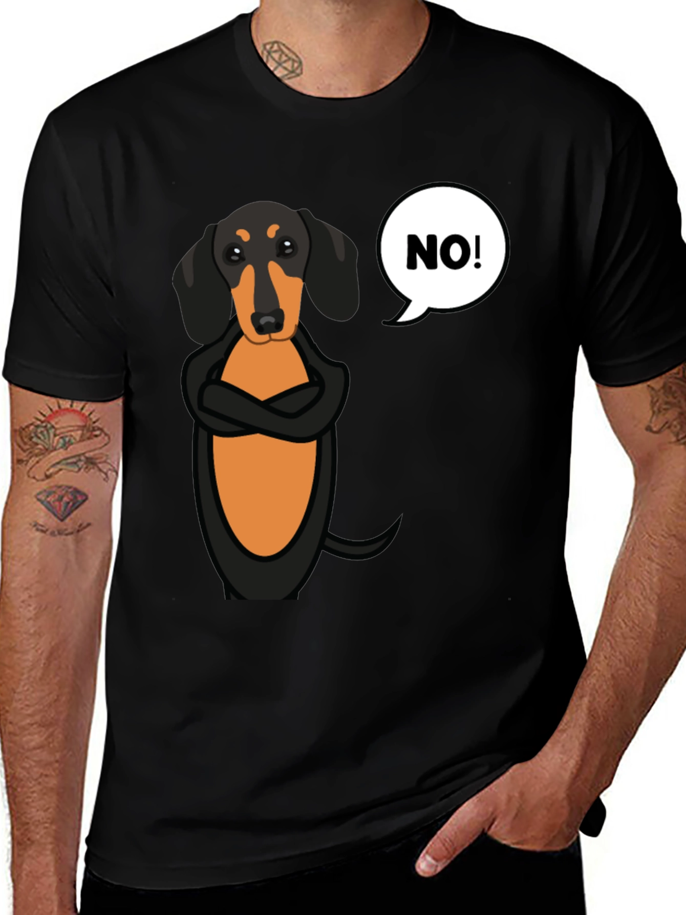 Sassy Dachshund Graphic Tee - "NO!" Attitude