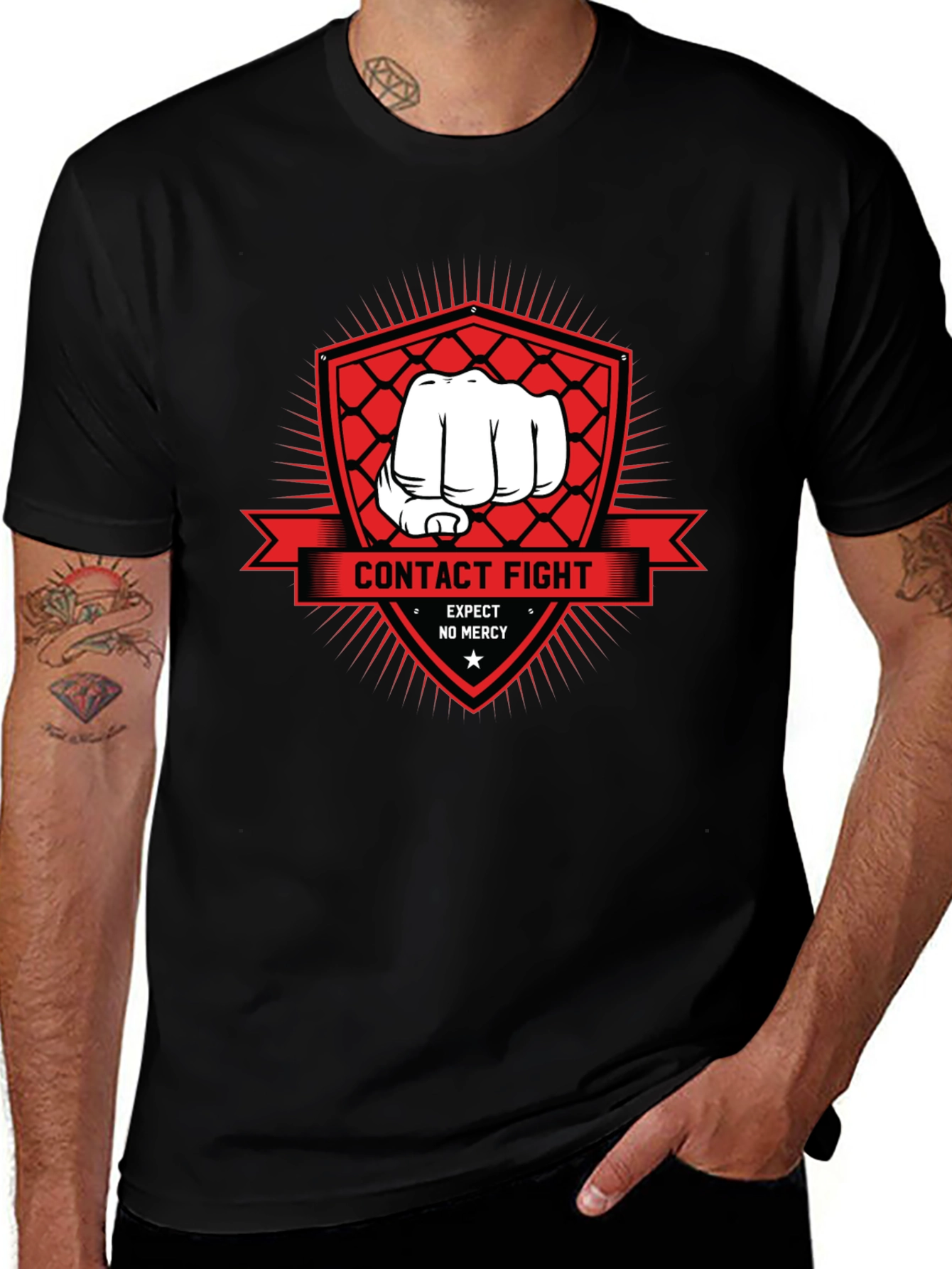 Variant 30 of Contact Fight Graphic Tee - Expect No Mercy Black T-Shirt