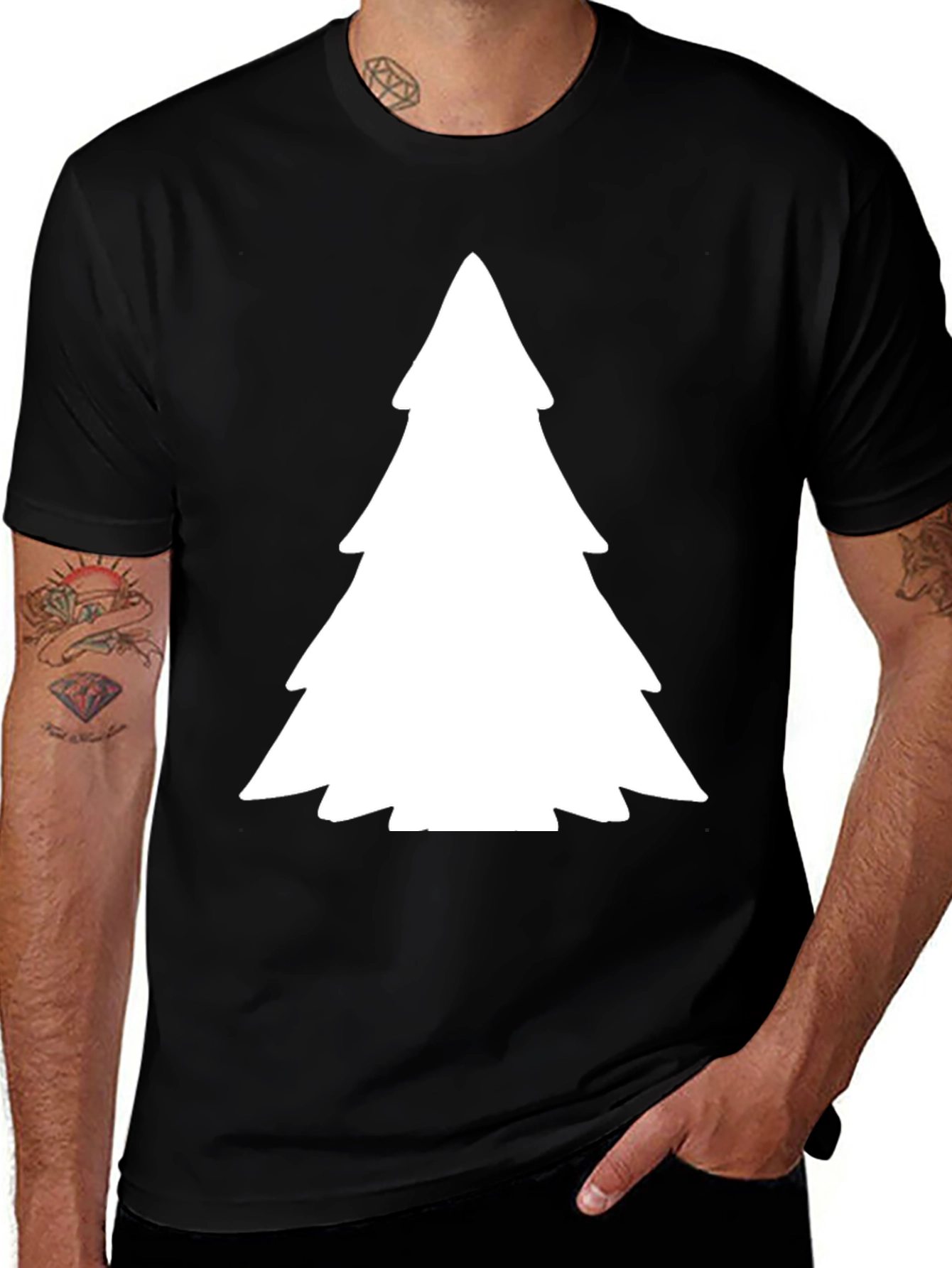 Variant 10 of Christmas Tree Graphic Black T-Shirt