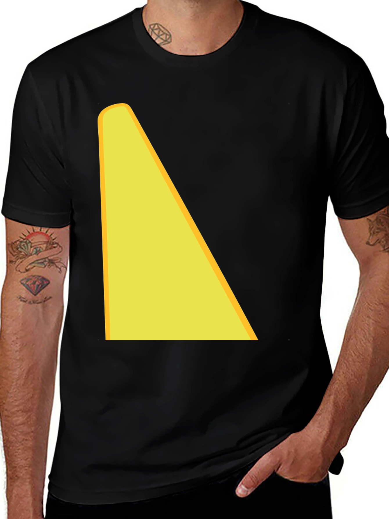 Variant 17 of Black T-Shirt with Yellow Triangle Design