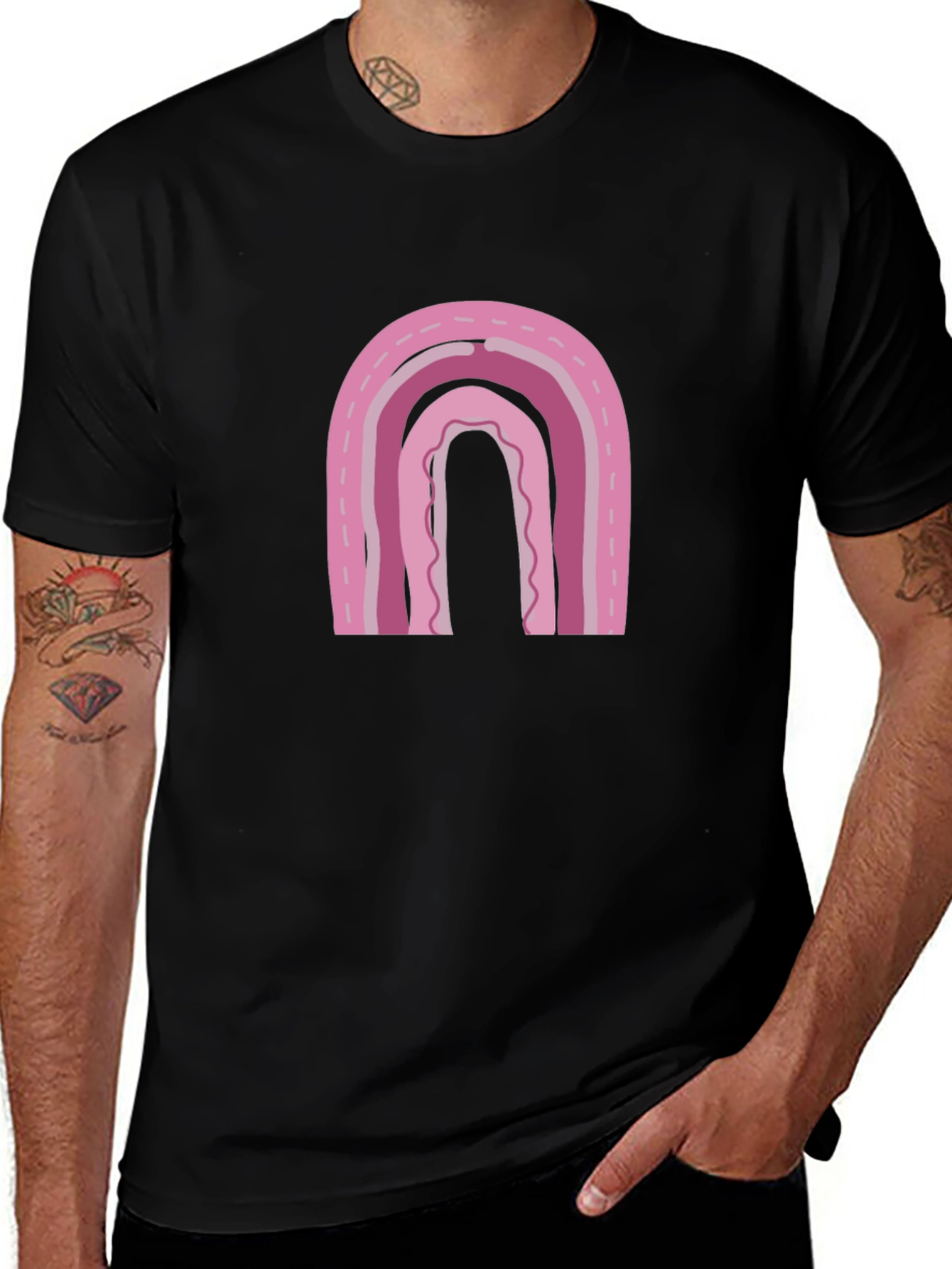 Variant 5 of Pink Rainbow Graphic Tee - Casual Comfort