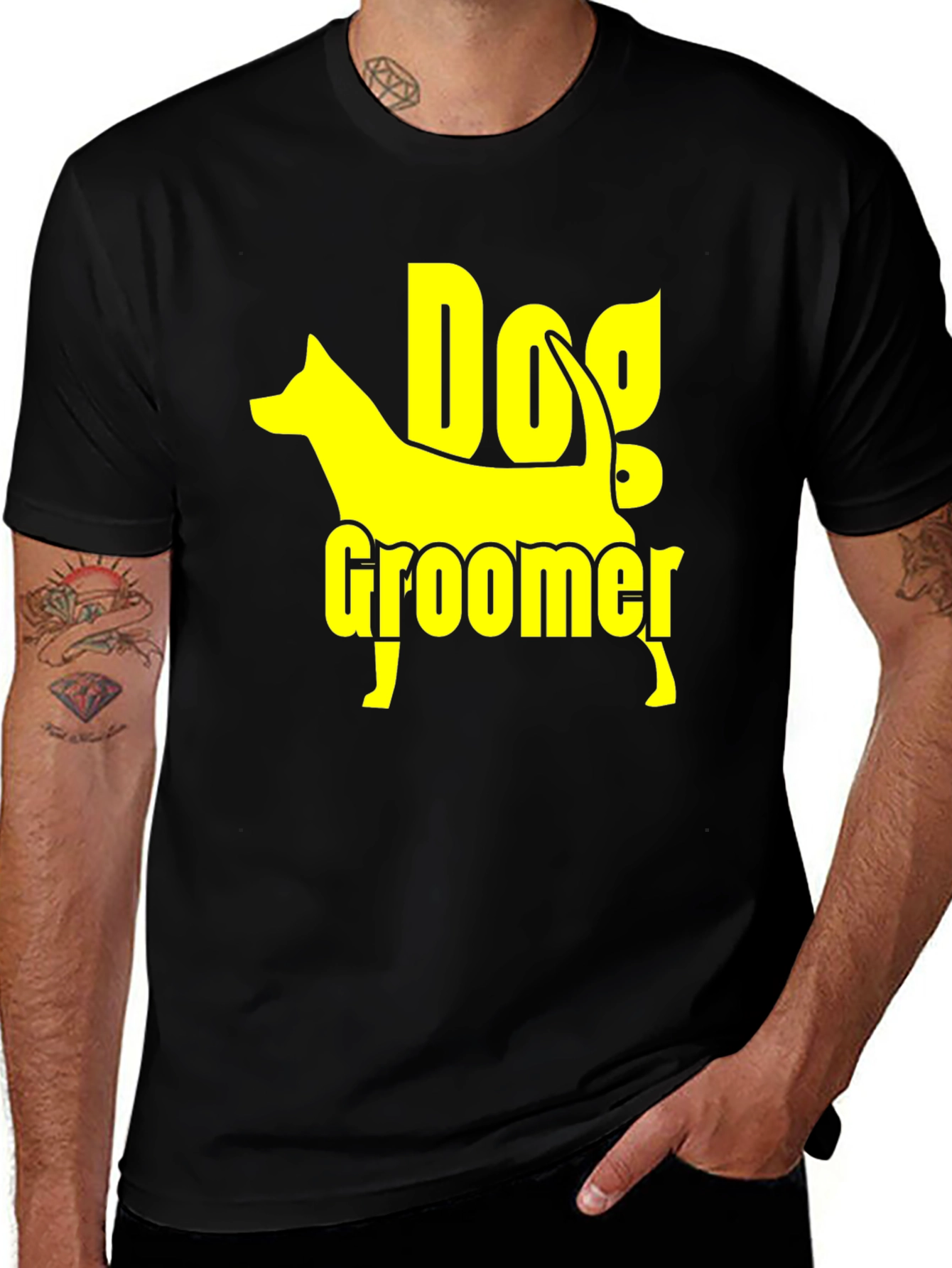 Variant 17 of Dog Groomer T-Shirt - Black Cotton Graphic Tee