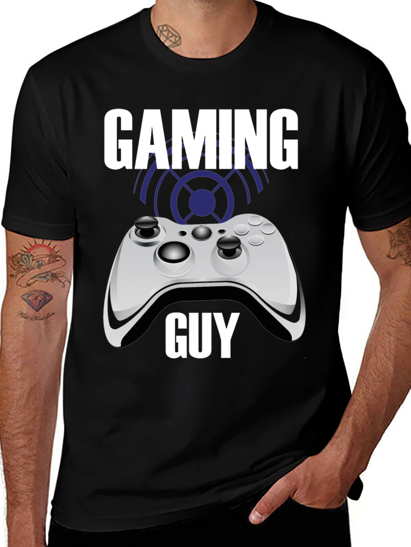 Gaming Guy Black T-Shirt with Controller Graphic