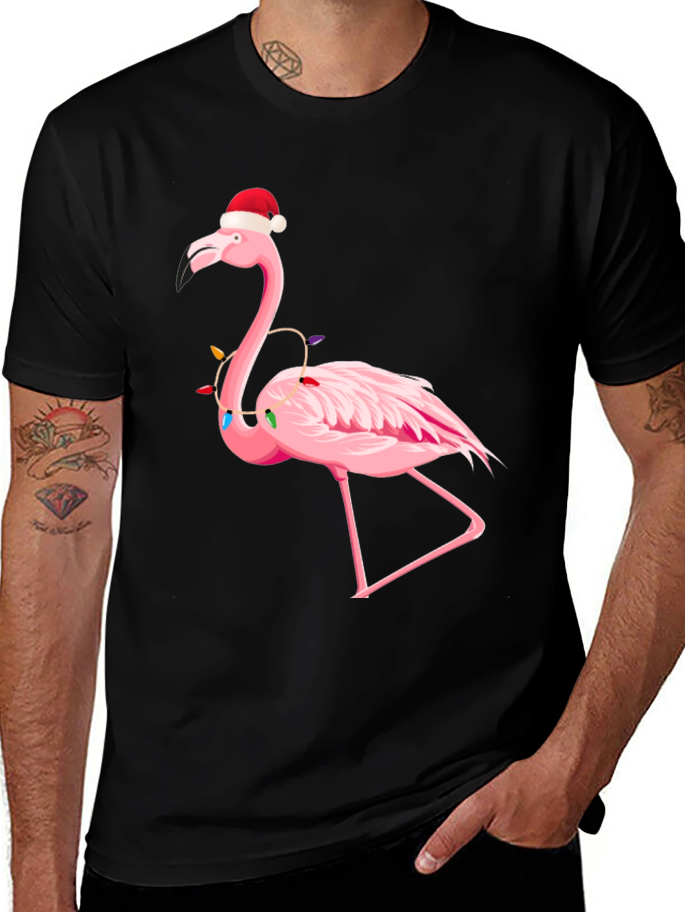 Variant 10 of Festive Flamingo Christmas T-Shirt