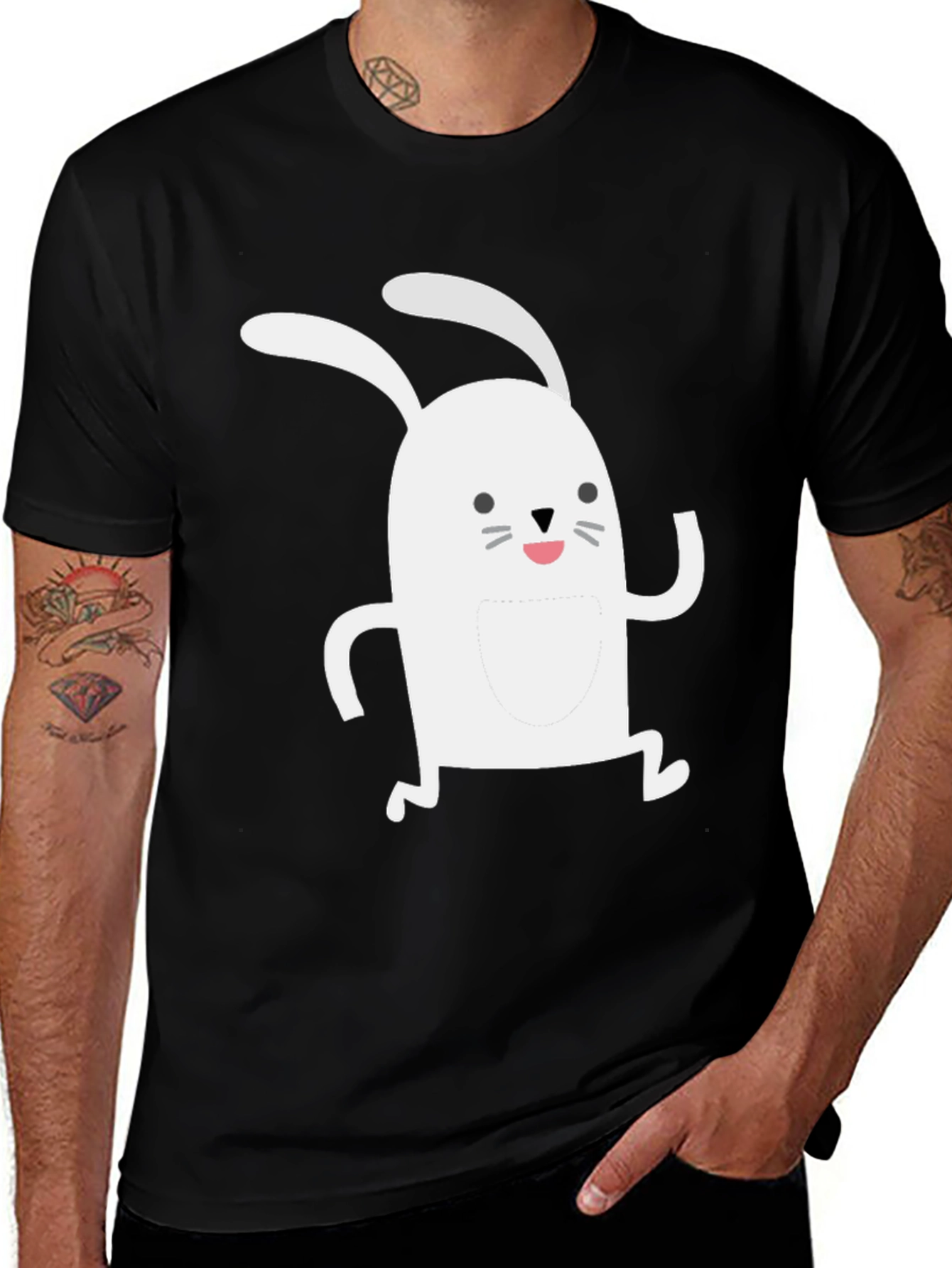 Variant 2 of Funny Bunny Graphic T-Shirt - Black Cotton Tee