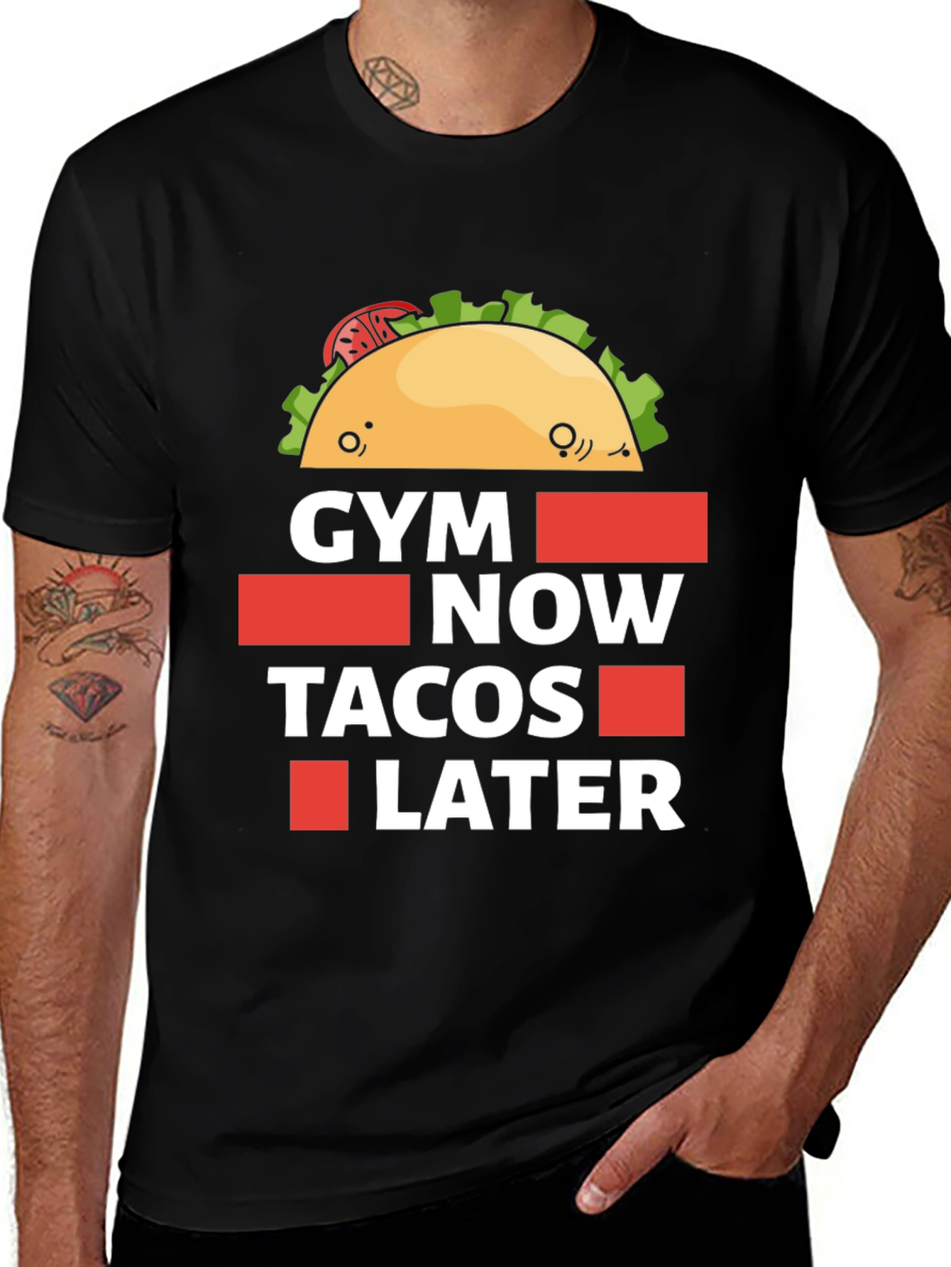 Funny Gym Now Tacos Later Graphic T-Shirt
