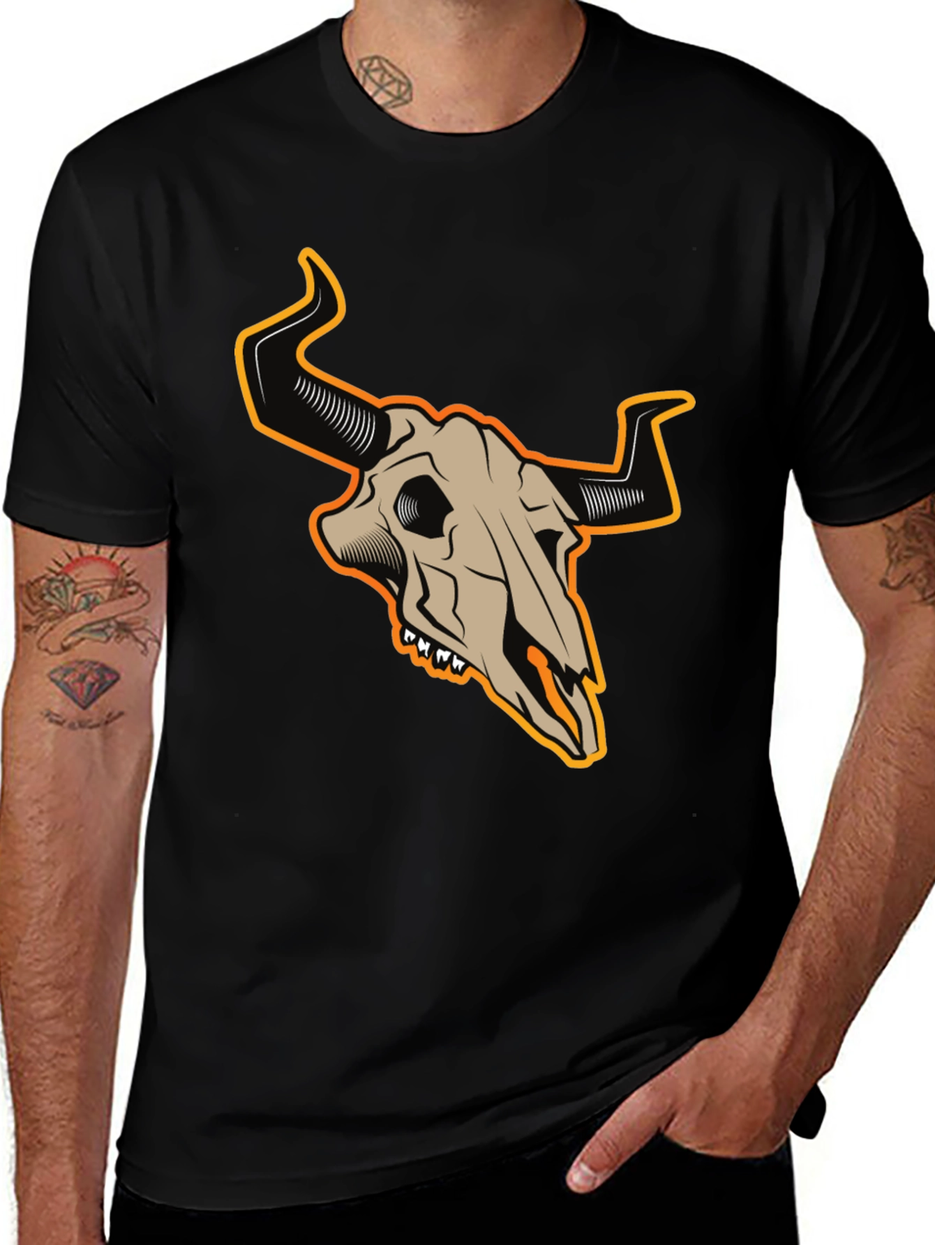Variant 22 of Black Bull Skull Graphic Tee