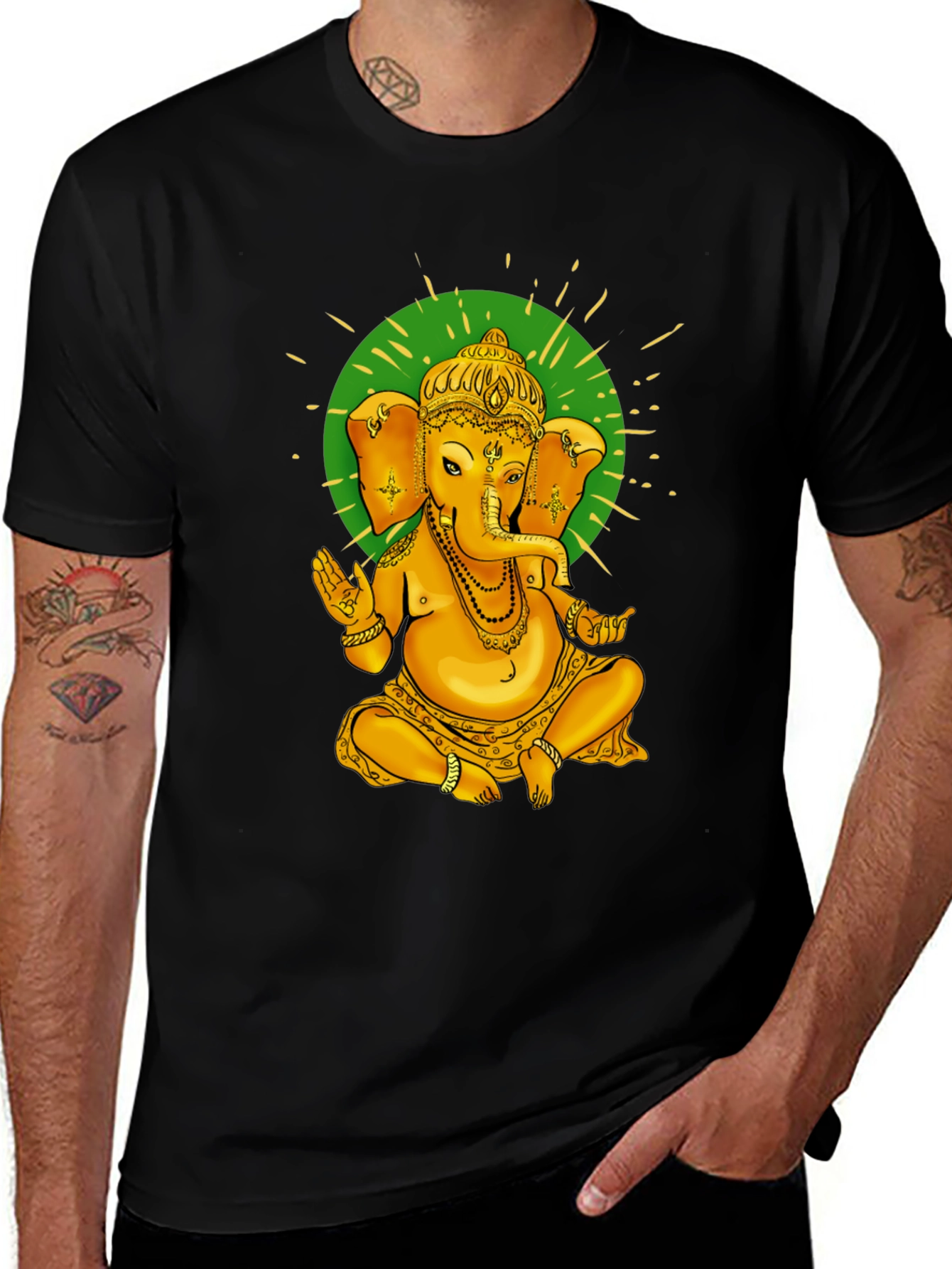 Ganesh Graphic Print Black T-Shirt