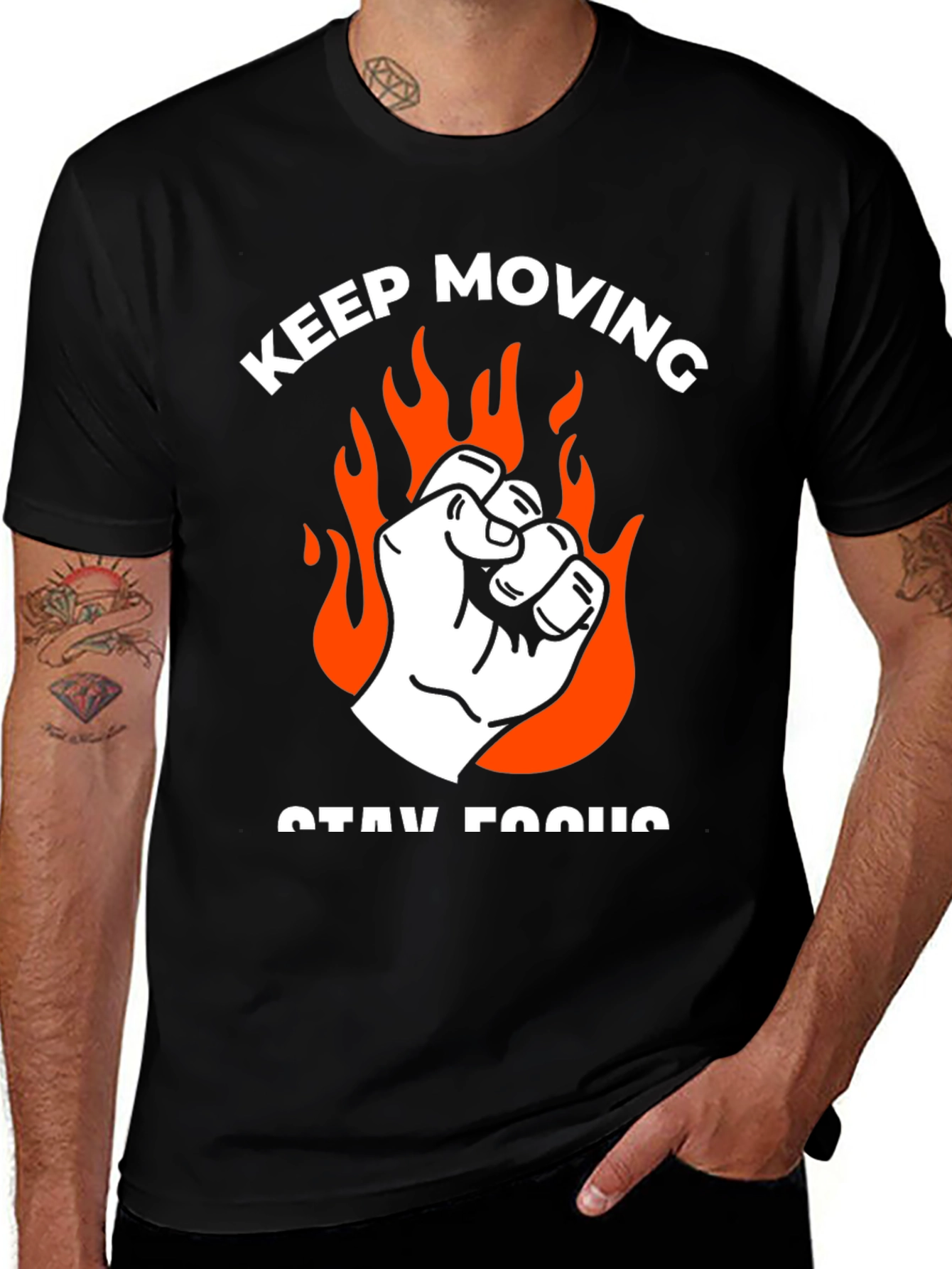 Keep Moving Graphic Tee - Black Cotton T-Shirt