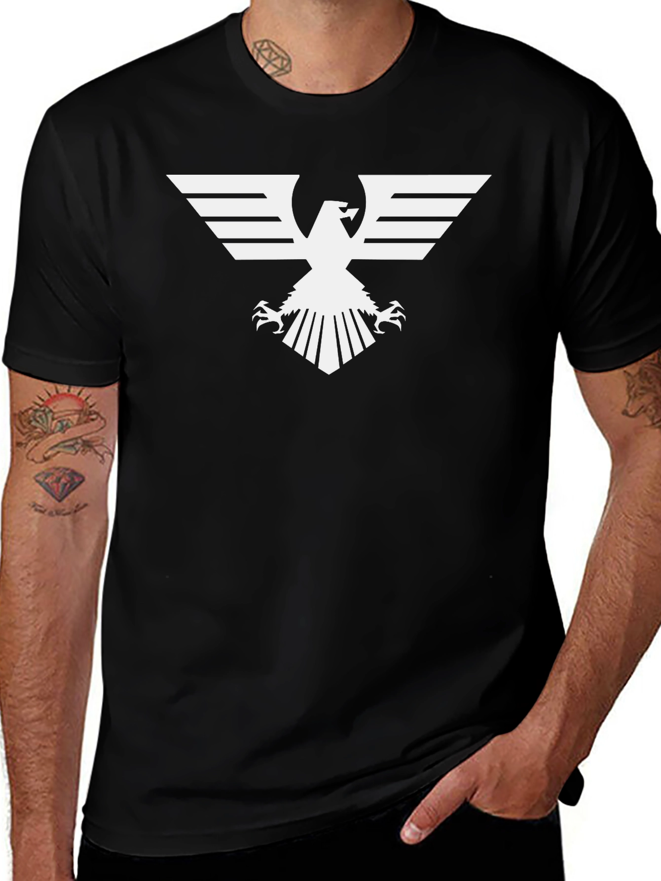 Variant 9 of Bold Eagle Graphic Tee - Black Cotton Blend