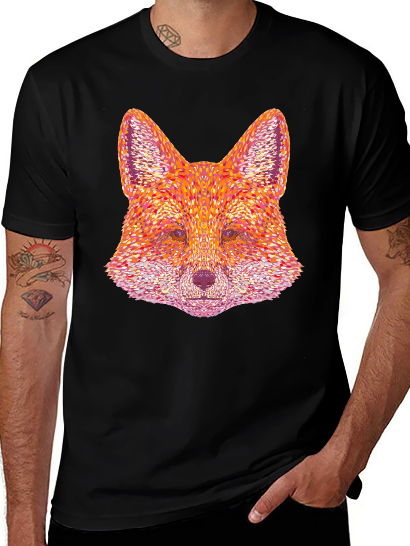 Variant 11 of Fox Head Graphic Print Black T-Shirt