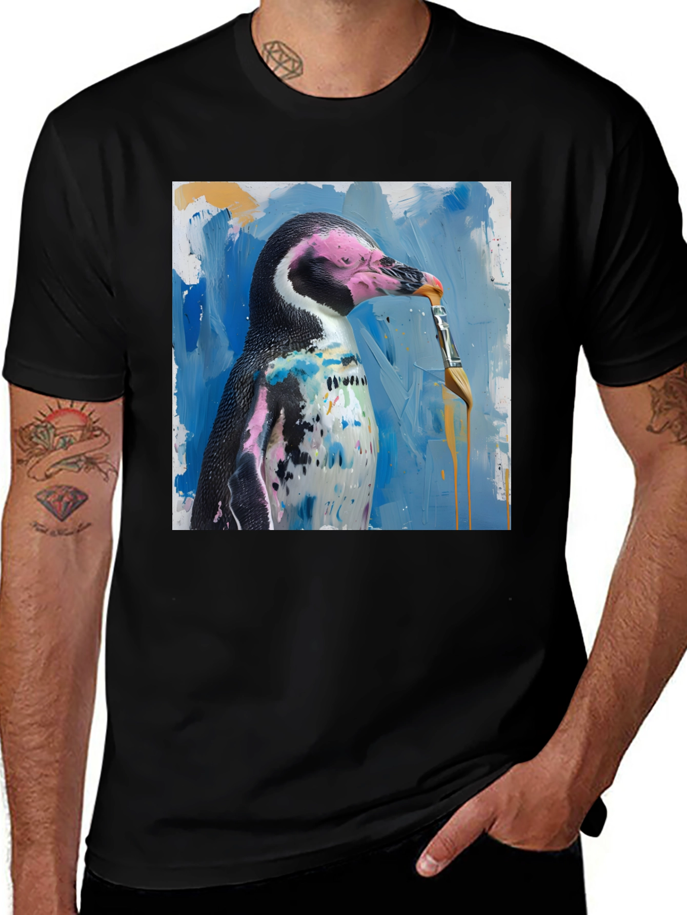 Variant 15 of Penguin Painter Graphic Tee - Artsy Humor