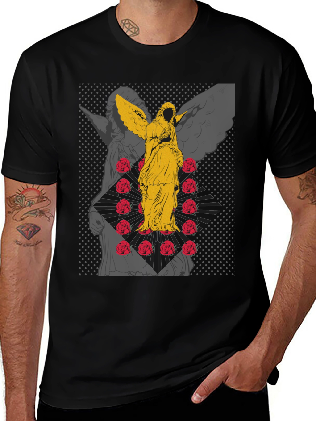 Variant 7 of Angel & Roses Graphic Tee - Black