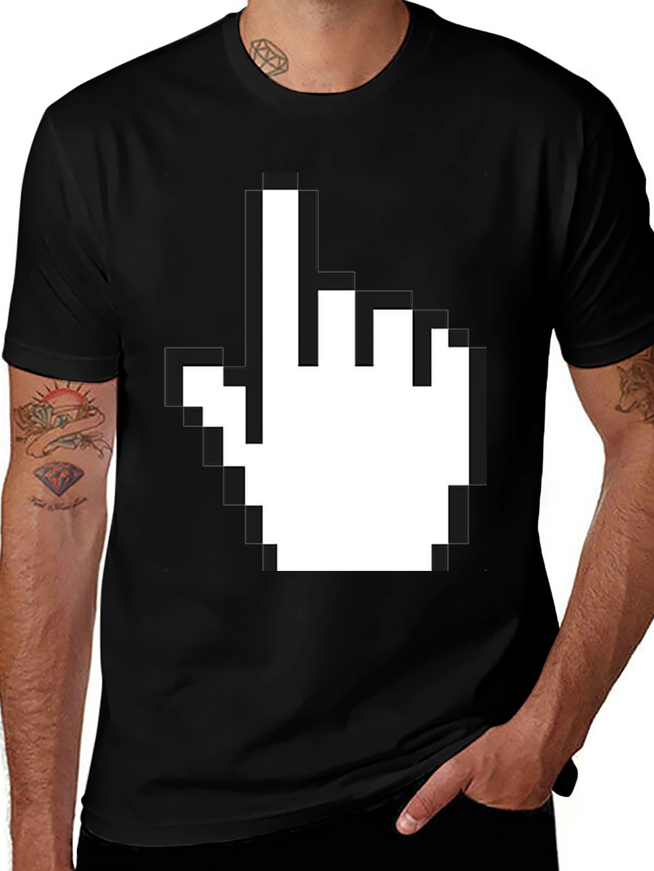 Pixel Hand Pointer Graphic T-Shirt