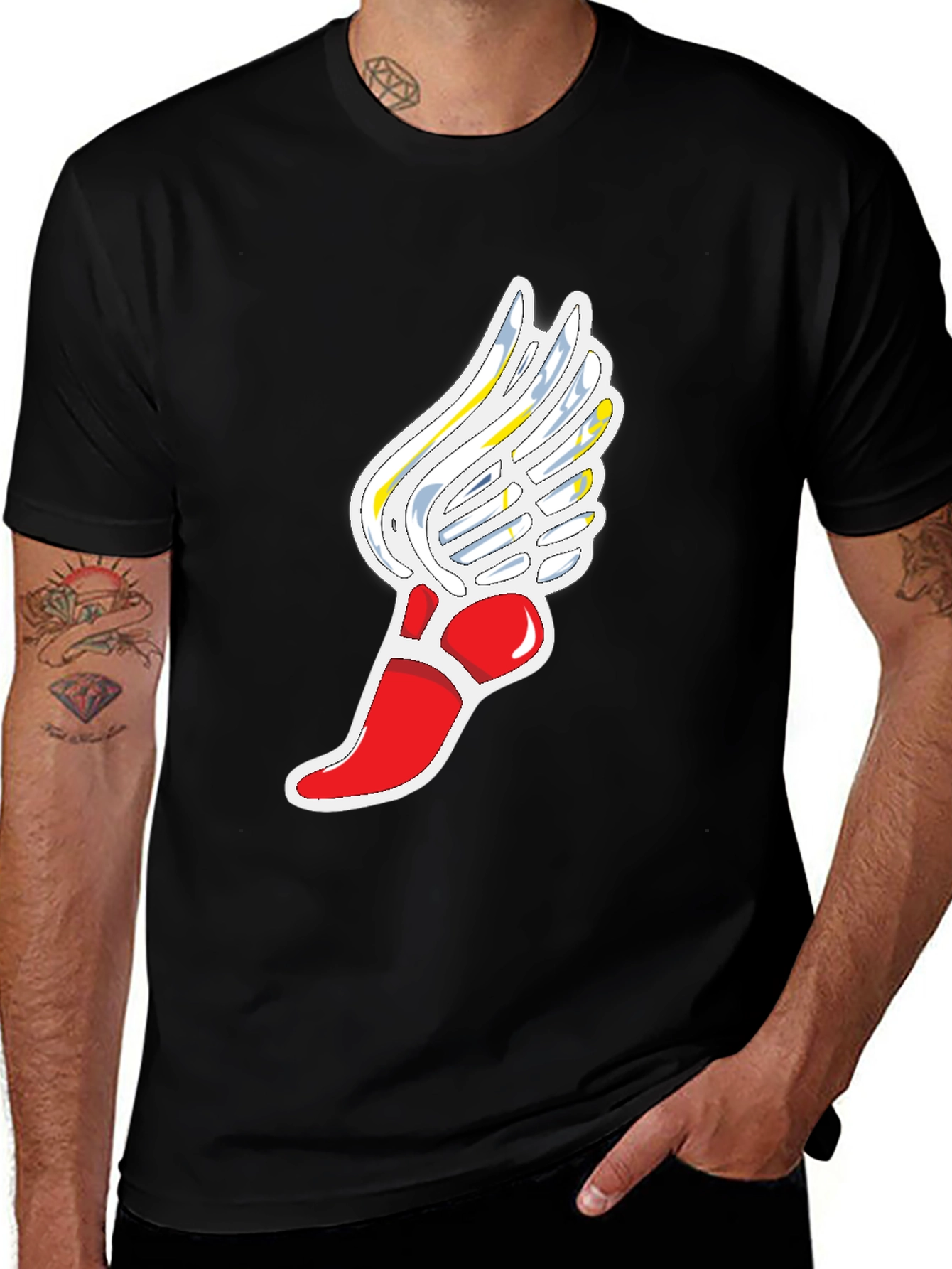Variant 26 of Winged Foot Graphic Black T-Shirt