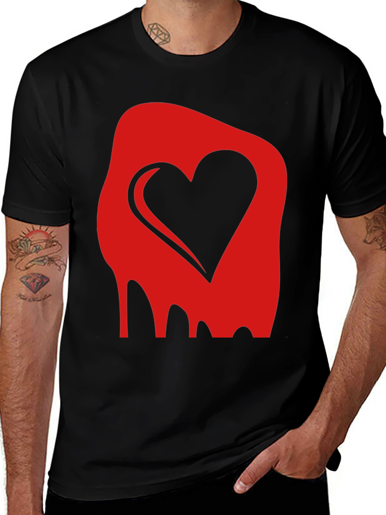 Variant 20 of Heart Graphic Black T-Shirt