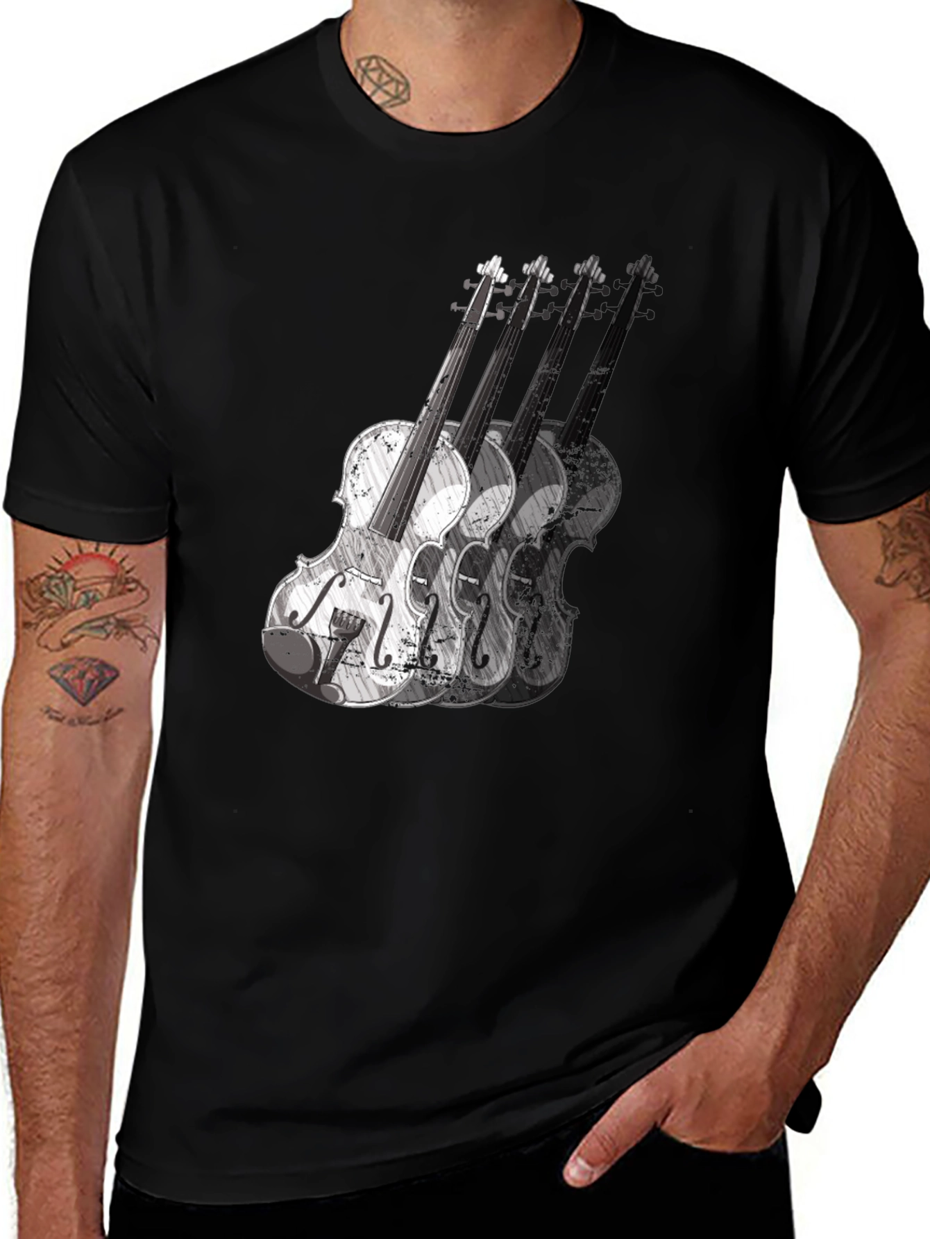 Variant 22 of Violin Graphic Print Men's Black T-Shirt