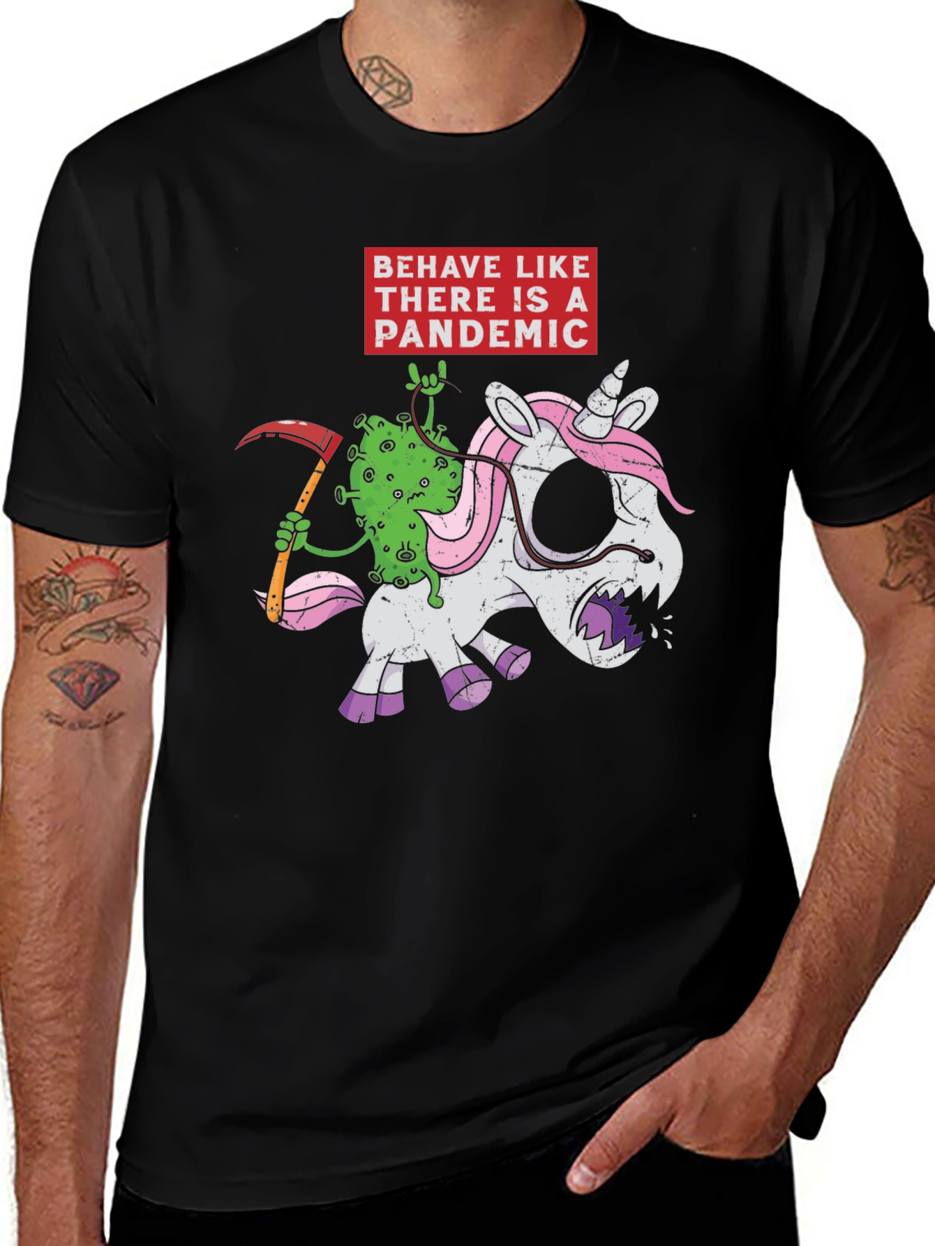 Variant 22 of Pandemic Unicorn Graphic Tee - Behave Like There Is A Pandemic