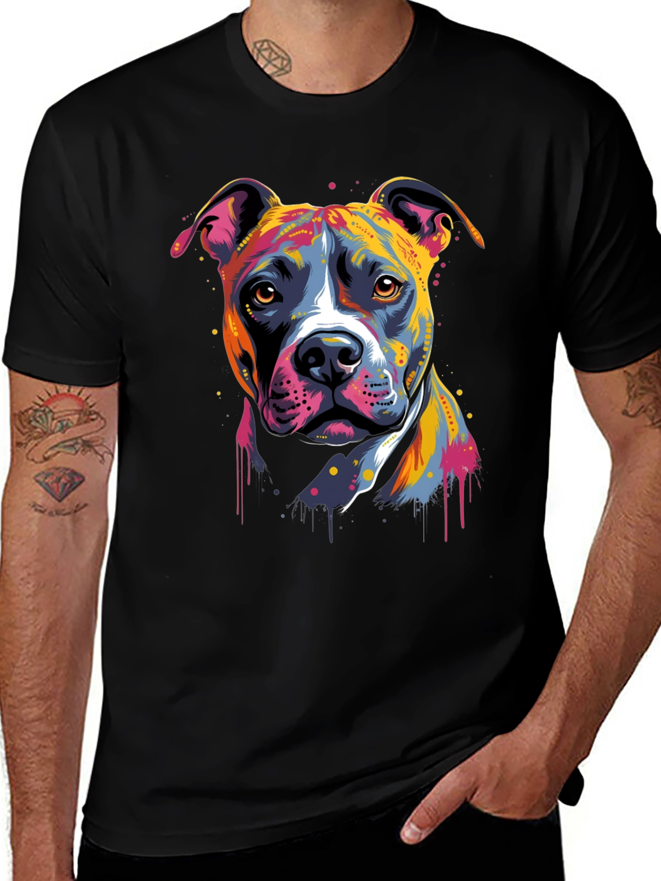 Variant 5 of Colorful Pitbull Dog Graphic T-Shirt