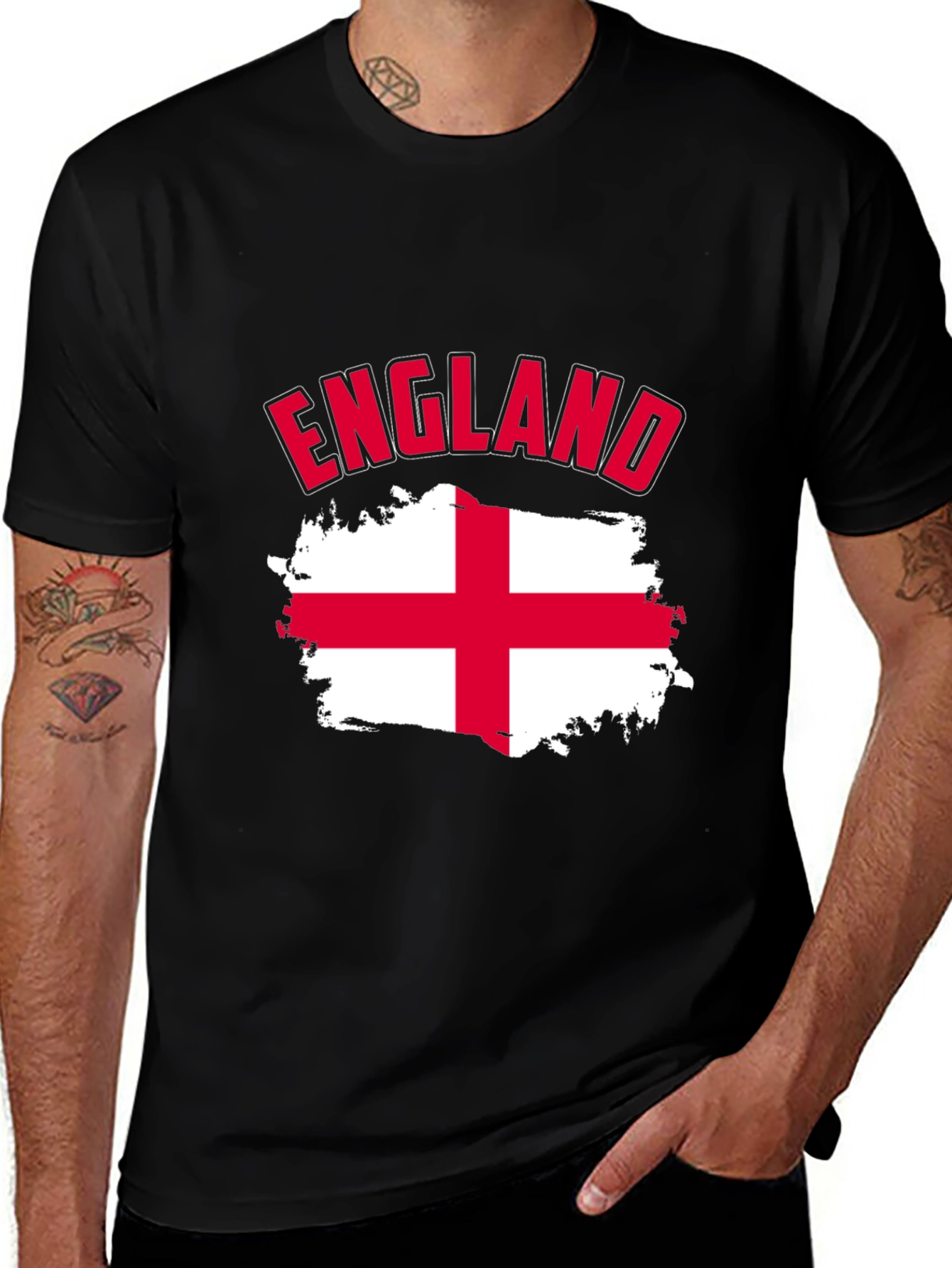 England Flag T-Shirt - Men's Black Cotton Tee
